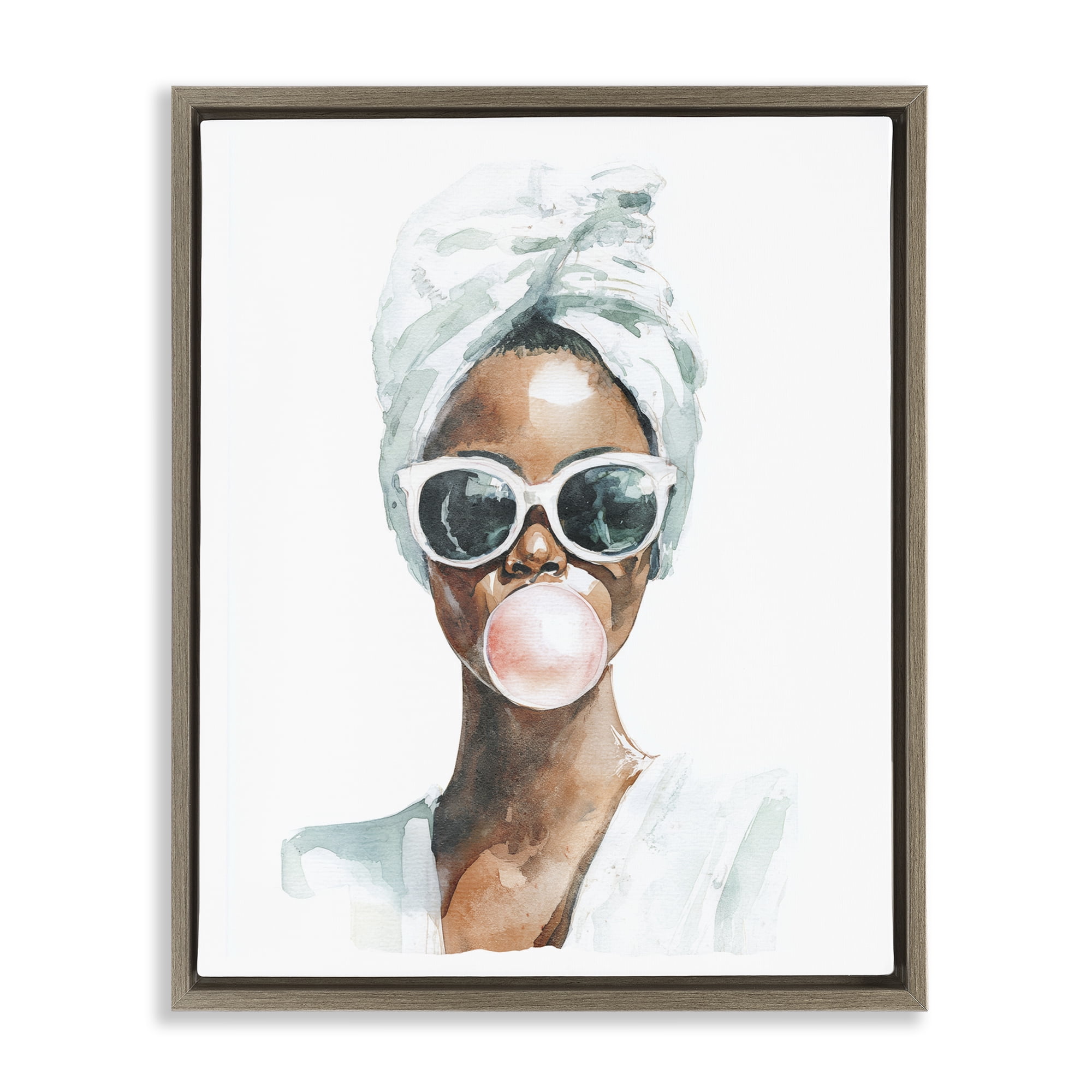 Stupell Industries Bubble Reverie Female Brown Framed Floater Canvas Wall Art, design by Svetlana Aleynikova