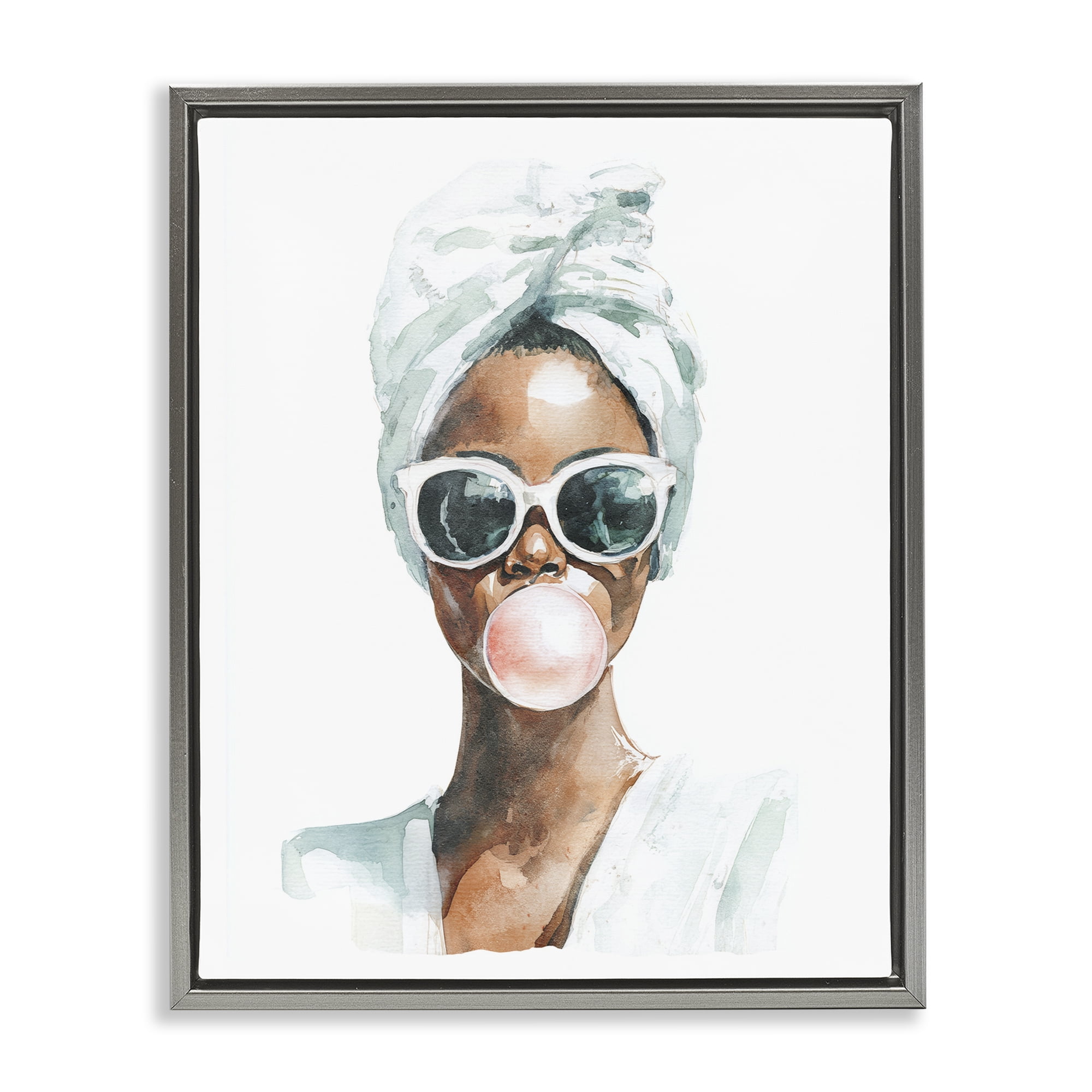 Stupell Industries Bubble Reverie Female Gray Framed Floater Canvas Wall Art, design by Svetlana Aleynikova