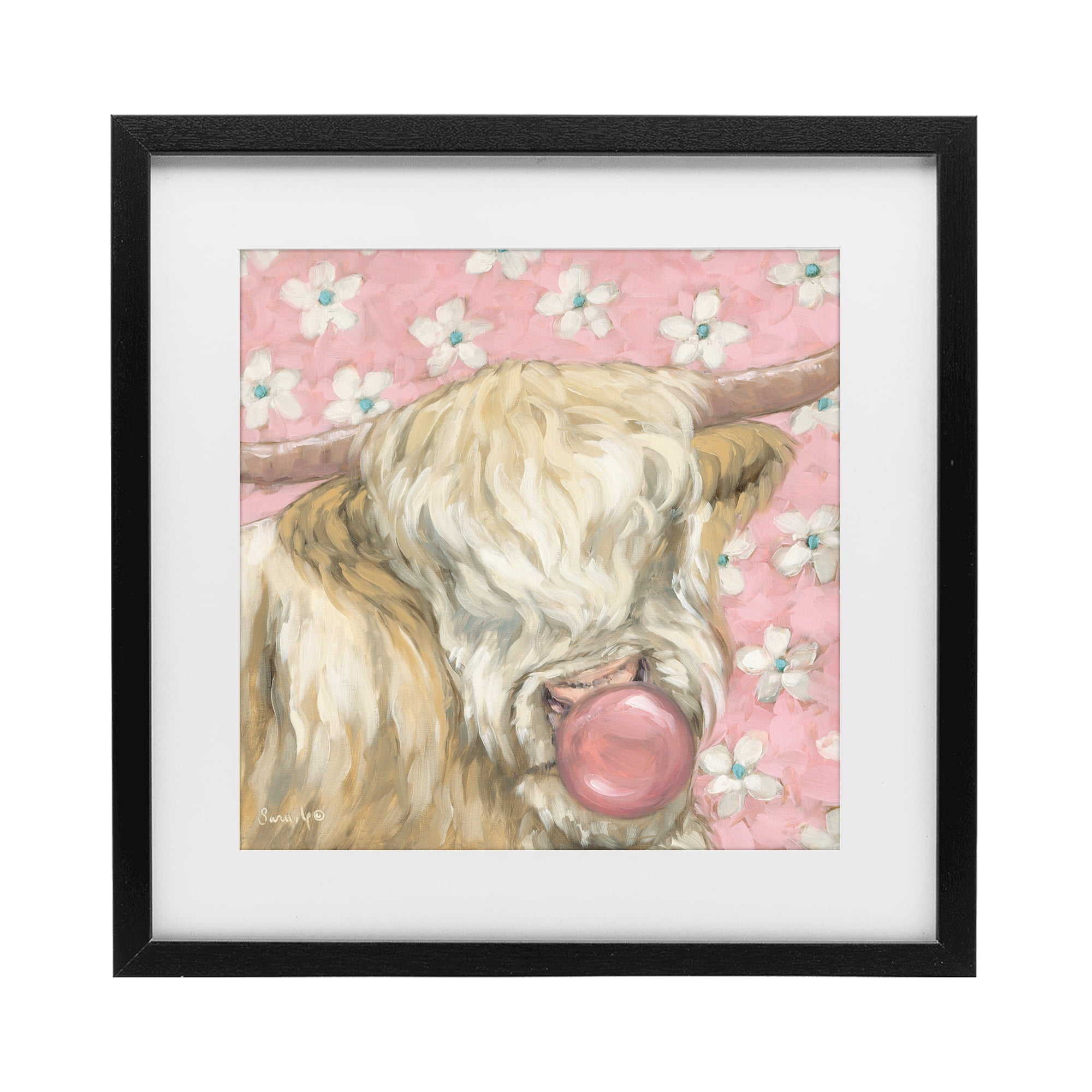 Stupell Industries Bubblegum Cutie Cattle Black Framed Print Under Glass, design by Sara G. Designs