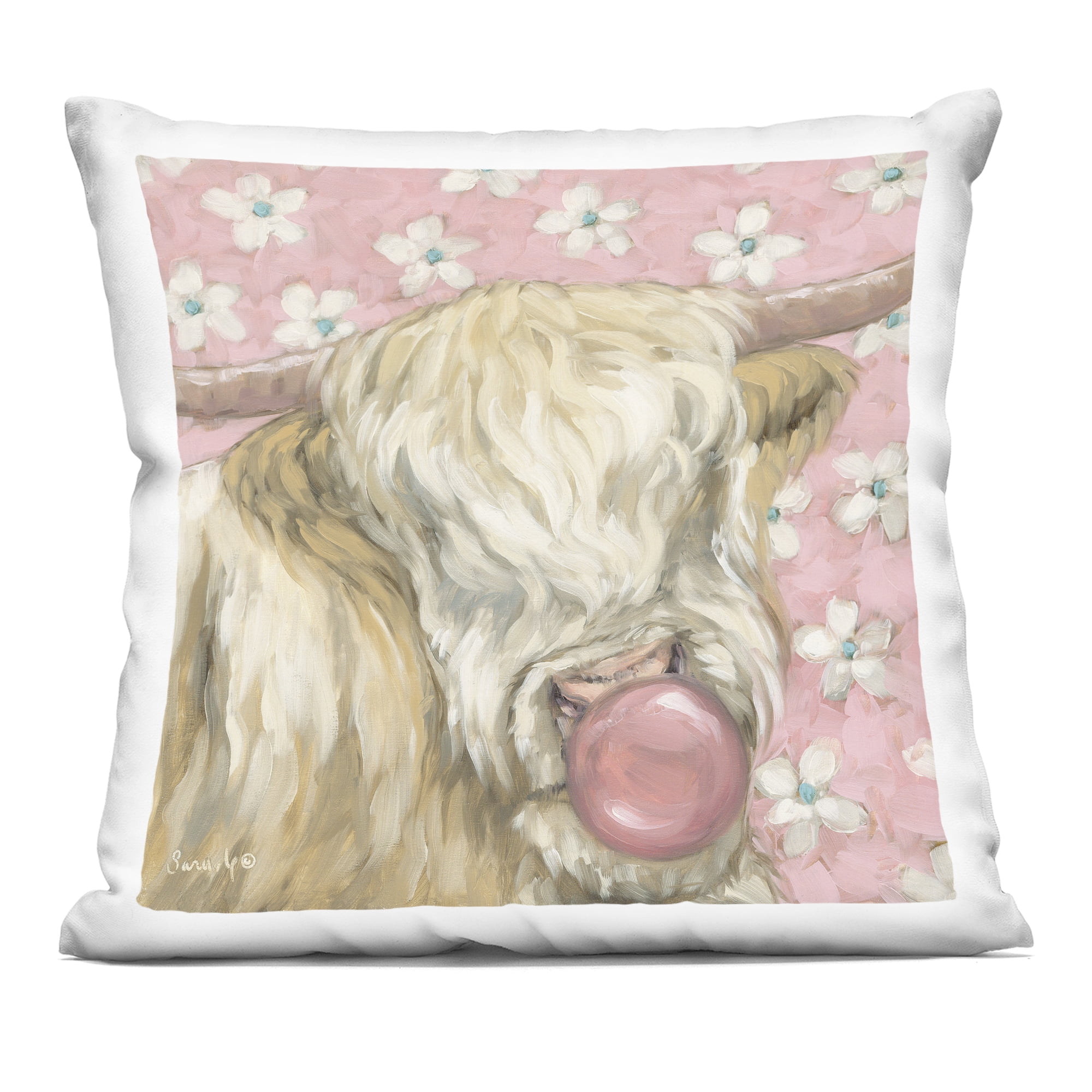 Stupell Industries Bubblegum Cutie Cattle Decorative Printed Throw Pillow, design by Sara G. Designs