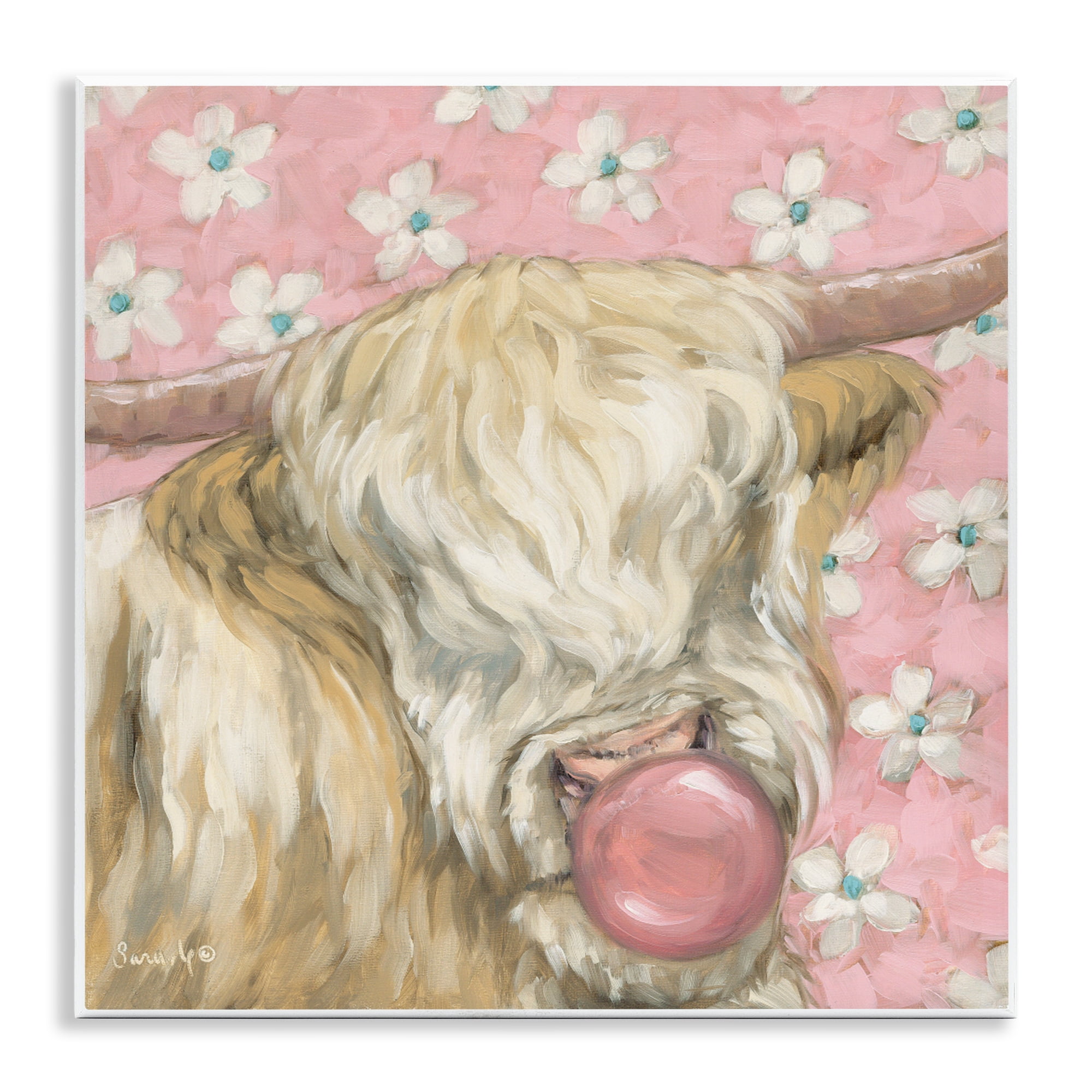 Stupell Industries Bubblegum Cutie Cattle Wall Plaque Art, design by Sara G. Designs