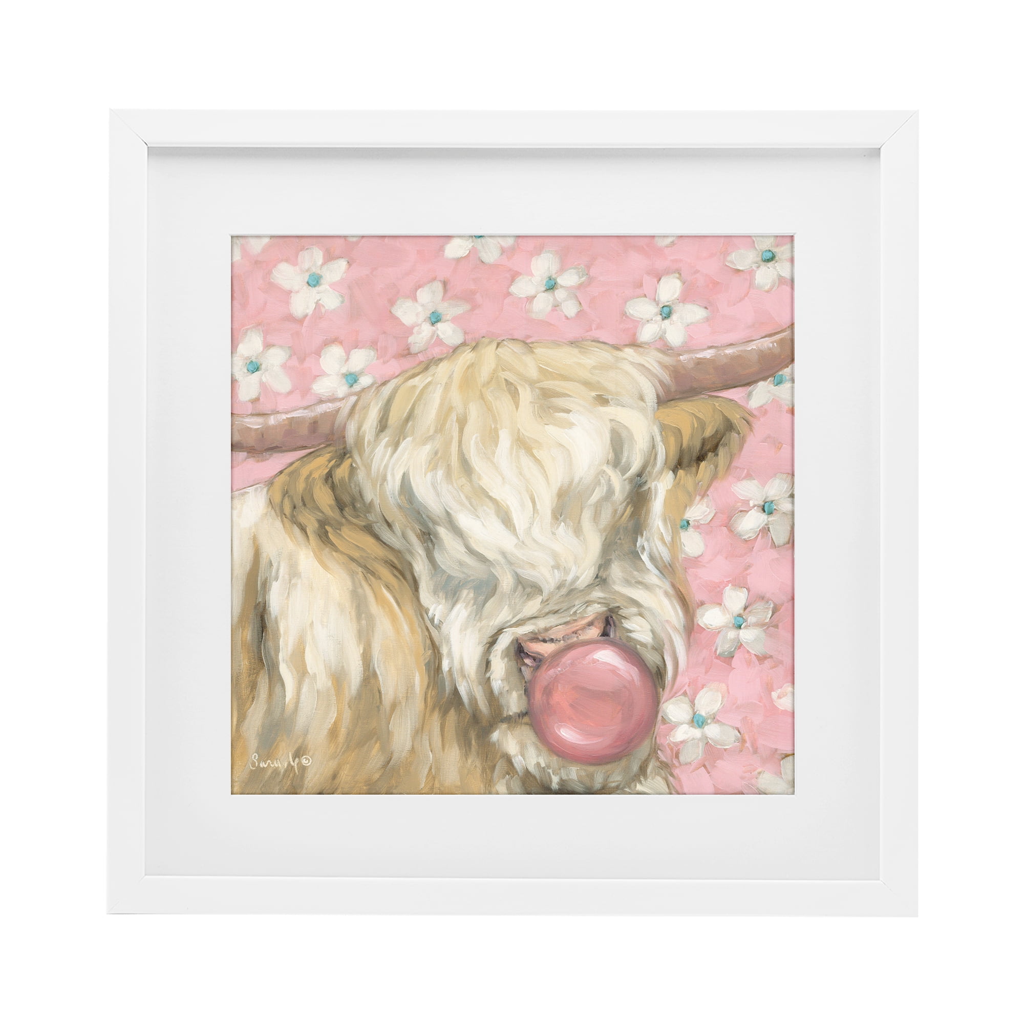 Stupell Industries Bubblegum Cutie Cattle White Framed Print Under Glass, design by Sara G. Designs