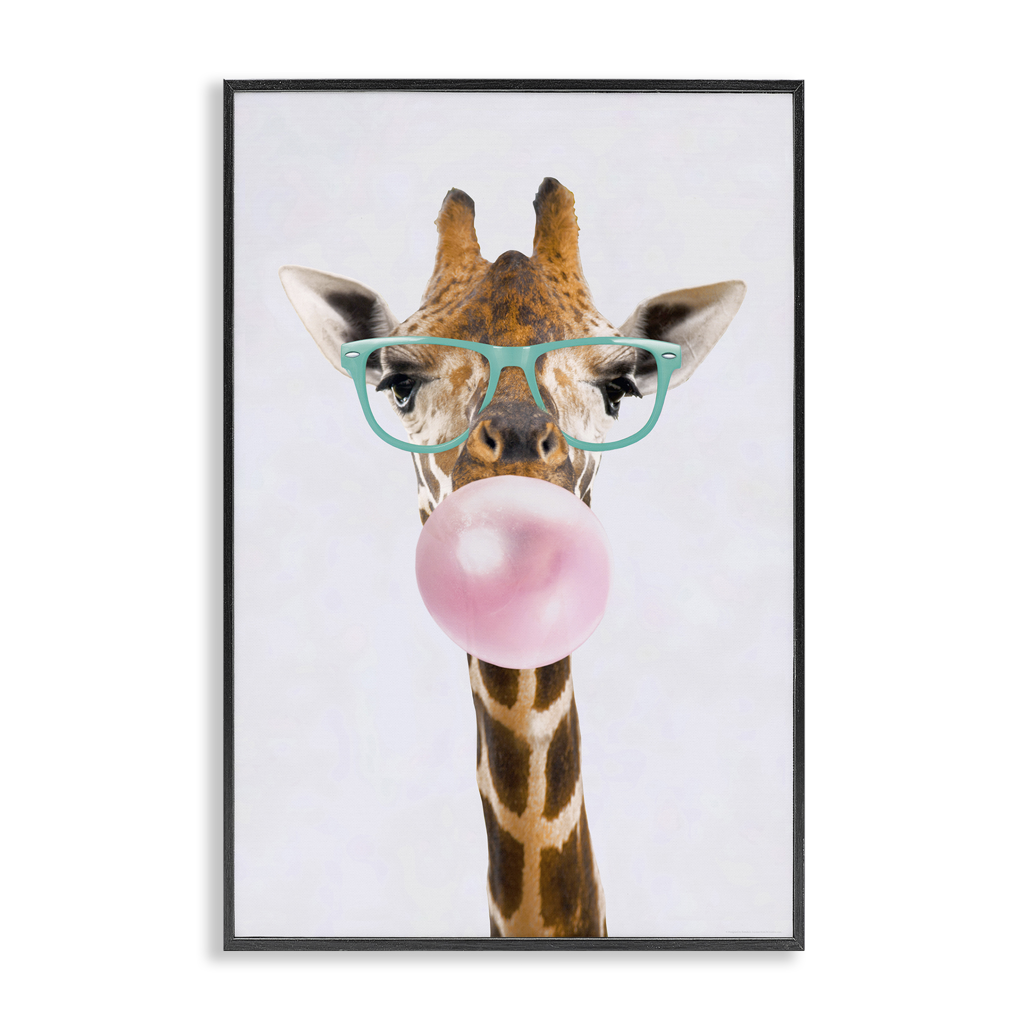 Stupell Industries Bubblegum Hipster Giraffe Animals Painting Black Framed Art Print Wall Art, 16 x 24