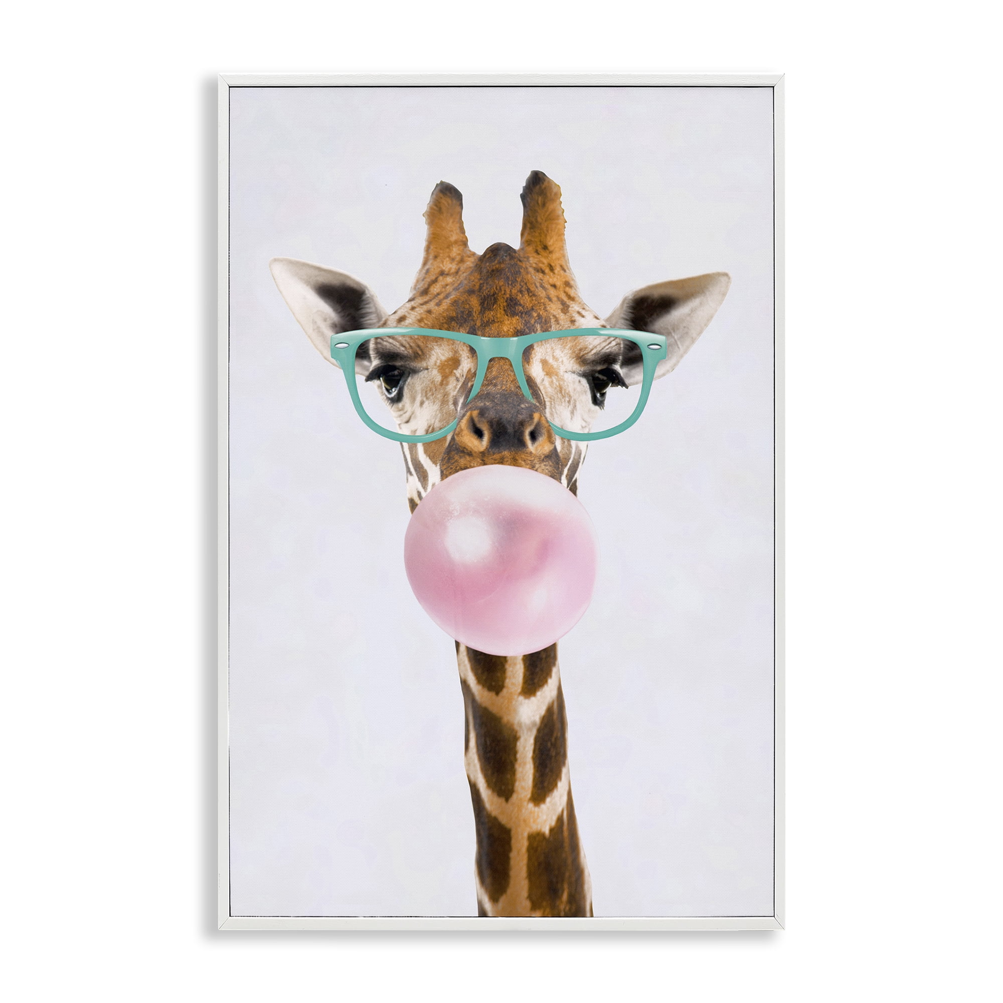Stupell Industries Bubblegum Hipster Giraffe Animals Painting White Framed Art Print Wall Art, 20 x 30