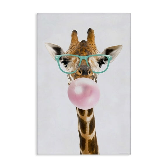 Stupell Industries Bubblegum Hipster Giraffe Animals Painting Wrapped Canvas Art Print Wall Art, 16 x 24
