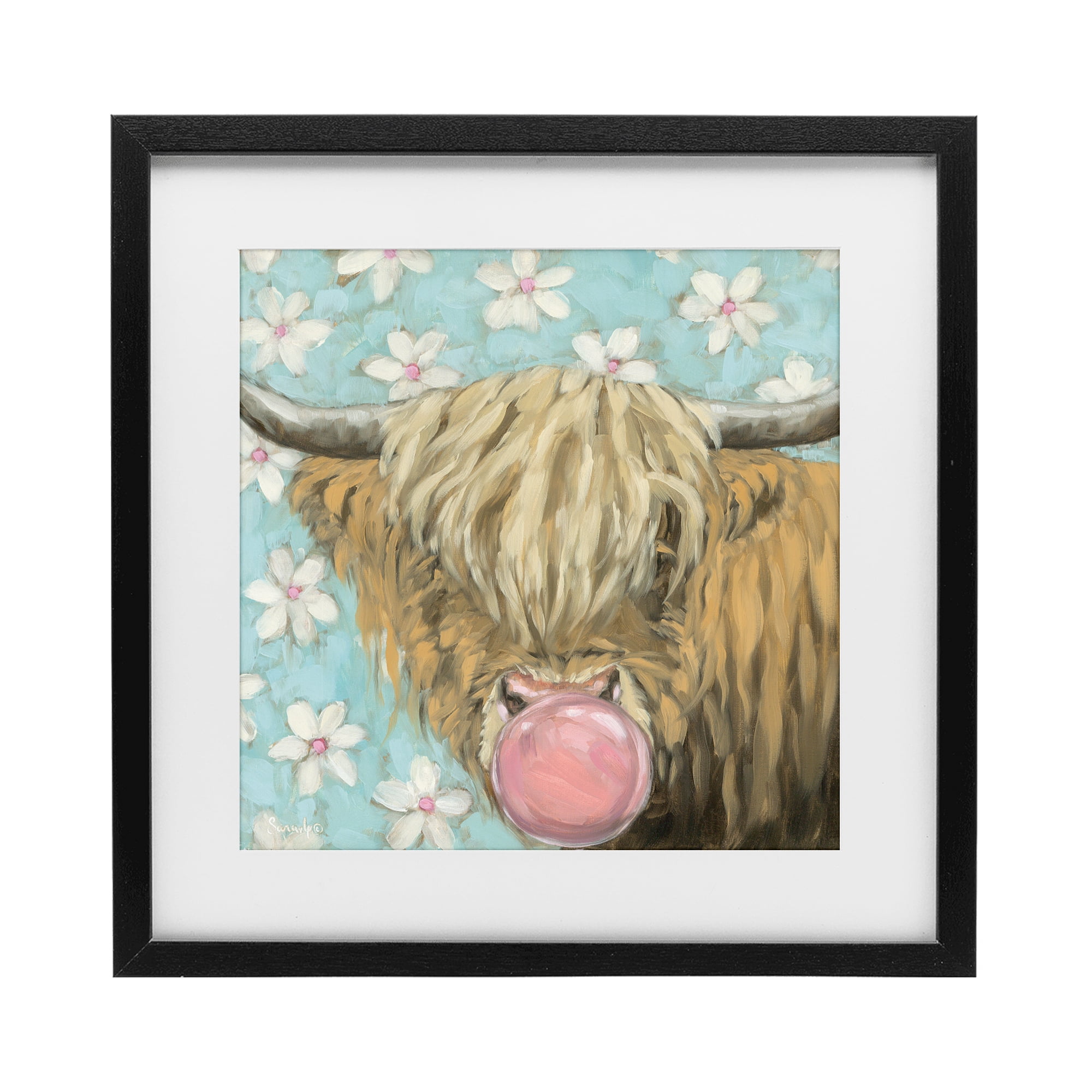 Stupell Industries Bubblegum Sweetie Cattle Black Framed Print Under Glass, design by Sara G. Designs