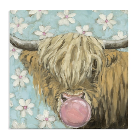 Stupell Industries Shabby Chic Bubblegum Sweetie Cattle Canvas Art, 17 x 17, by Sara G. Designs