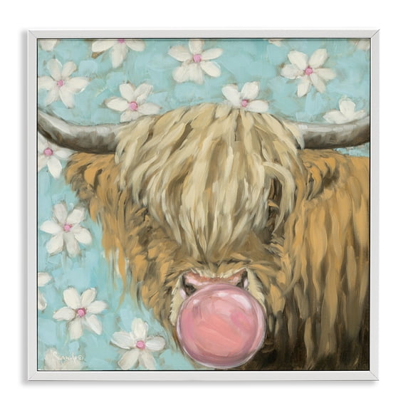 Stupell Industries Shabby Chic Bubblegum Sweetie Cattle White Framed Giclee Art, 24 x 24, by Sara G. Designs