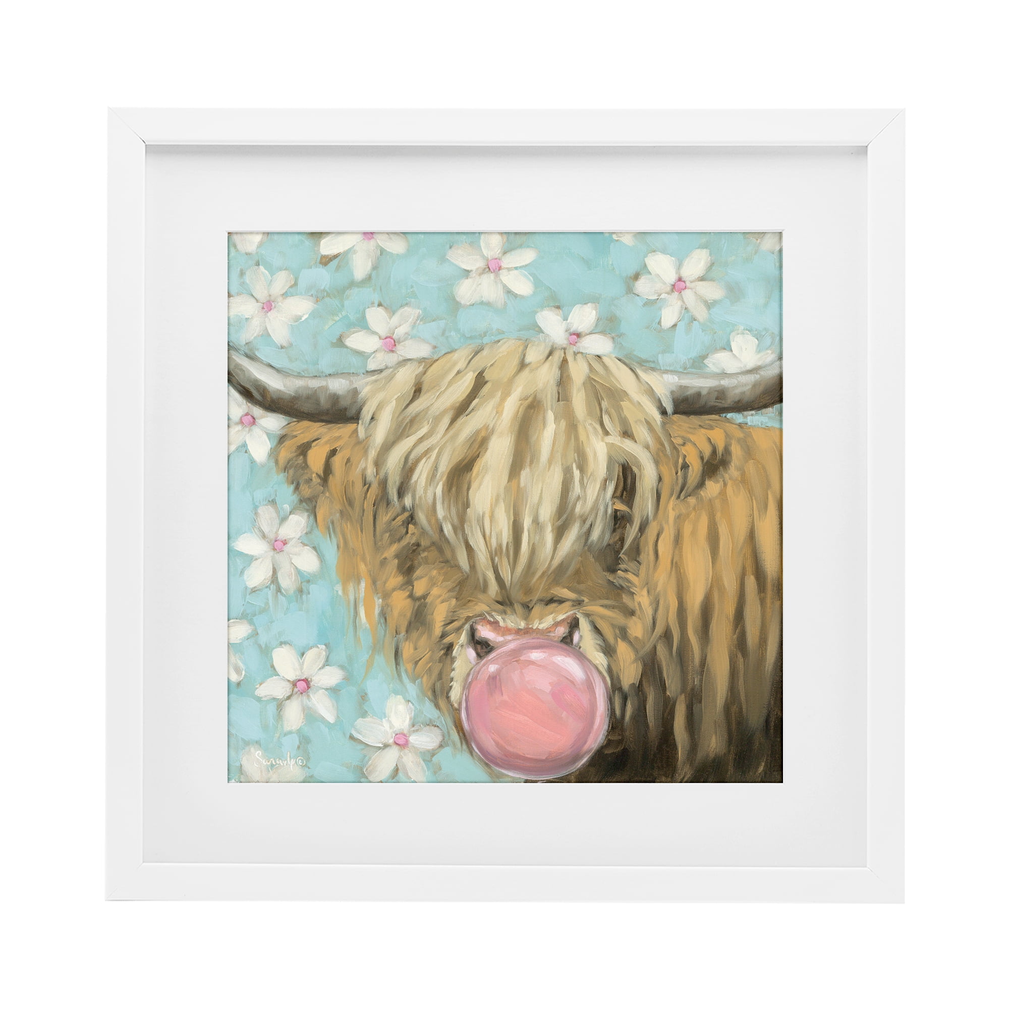 Stupell Industries Bubblegum Sweetie Cattle White Framed Print Under Glass, design by Sara G. Designs