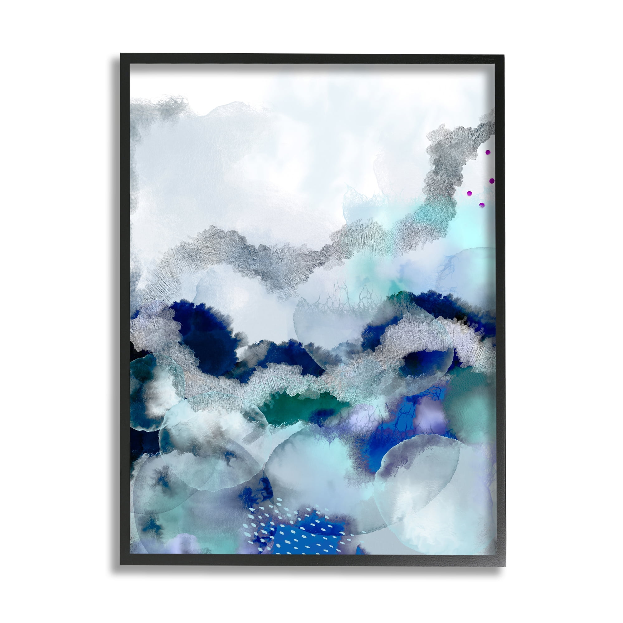 Stupell Industries Bubbling Sea Floor Abstraction Fluid Blue Green Abstract Painting Black Framed Art Print Wall Art, 11 x 14