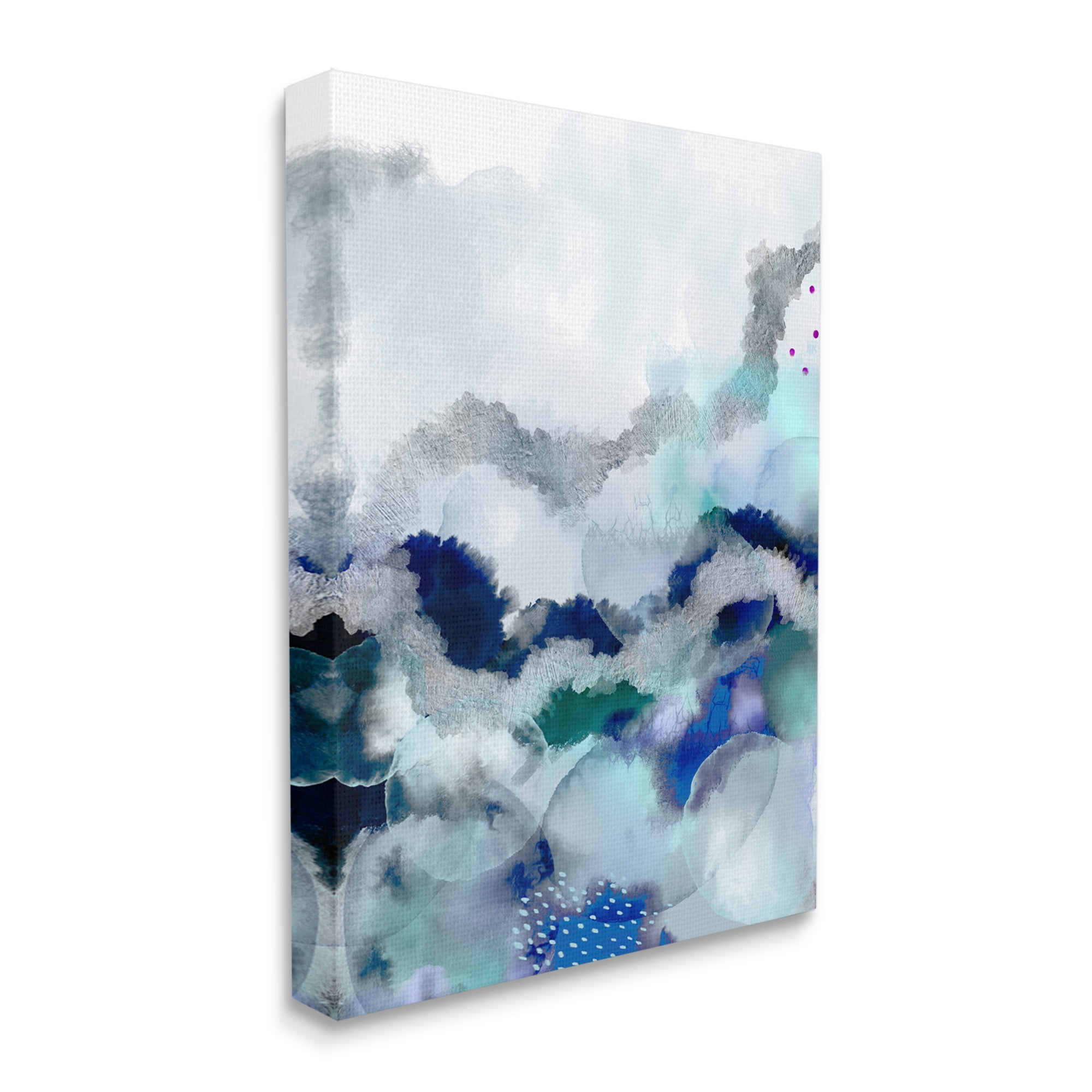 Stupell Industries Bubbling Sea Floor Abstraction Fluid Blue Green Abstract Painting Gallery Wrapped Canvas Print Wall Art, 24 x 30