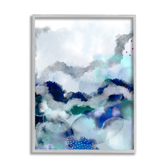 Stupell Industries Bubbling Sea Floor Abstraction Fluid Blue Green Abstract Painting Gray Framed Art Print Wall Art, 24 x 30