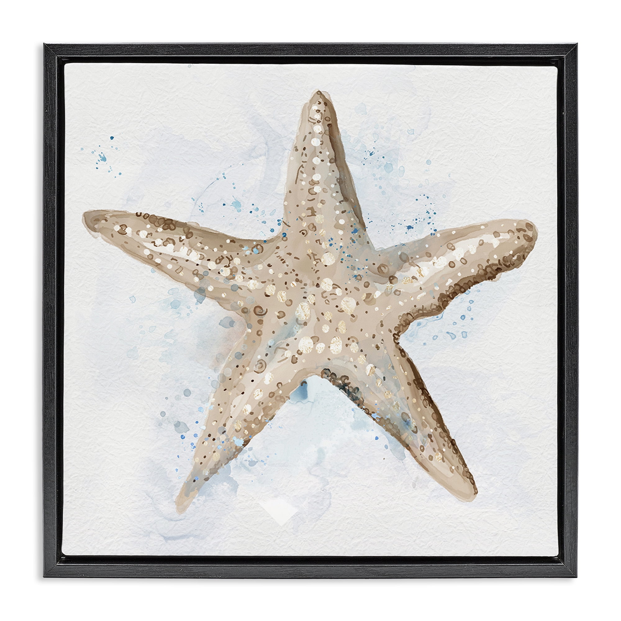 Stupell Industries Bubbly Beige Starfish Animals & Insects Painting Black Floater Framed Canvas Art Print Wall Art, 25 x 25