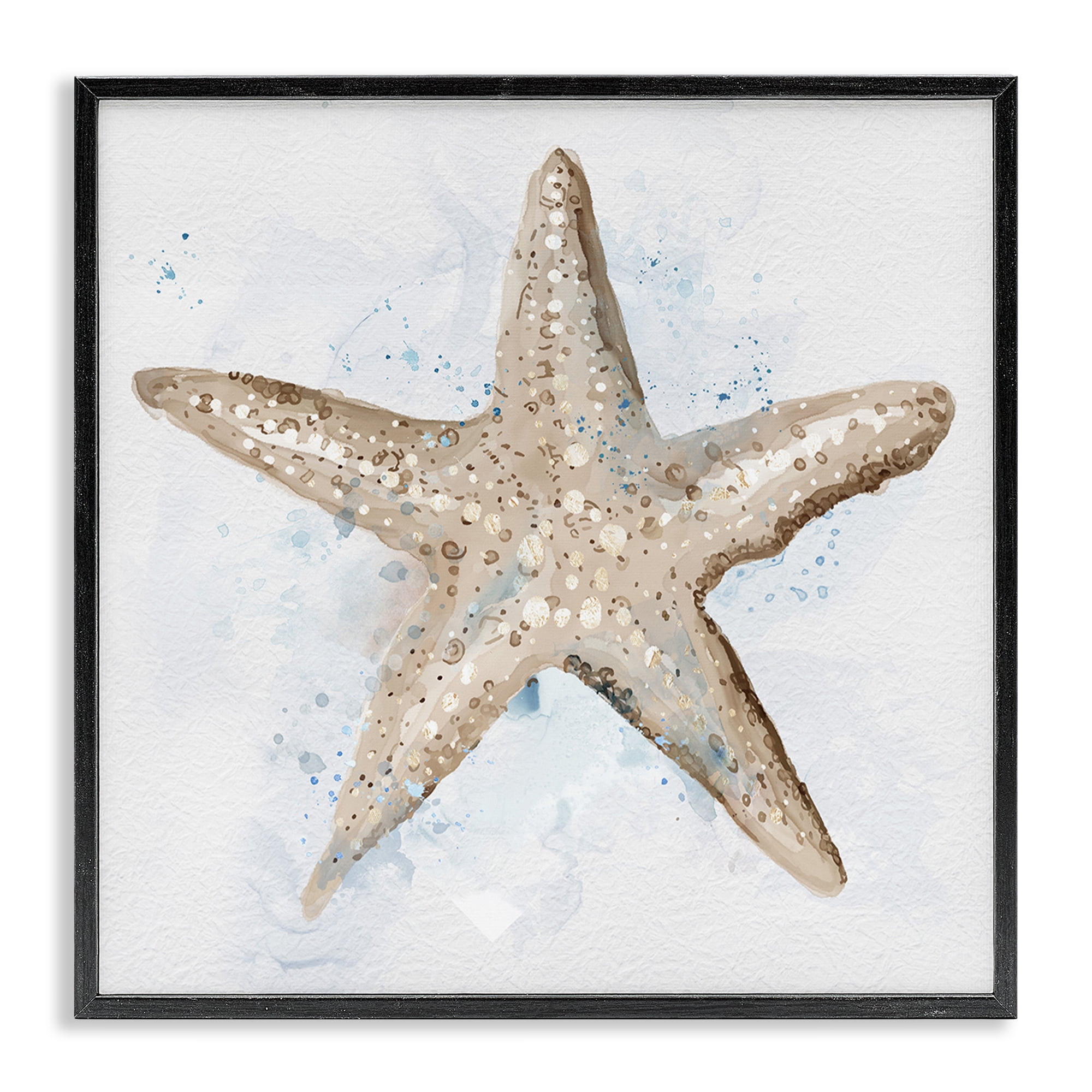 Stupell Industries Bubbly Beige Starfish Animals & Insects Painting Black Framed Art Print Wall Art, 24 x 24