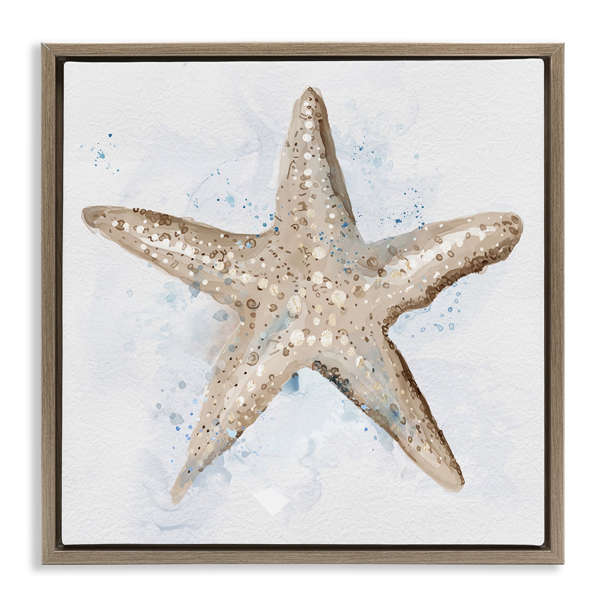 Stupell Industries Bubbly Beige Starfish Animals & Insects Painting Brown Floater Framed Canvas Art Print Wall Art, 18 x 18