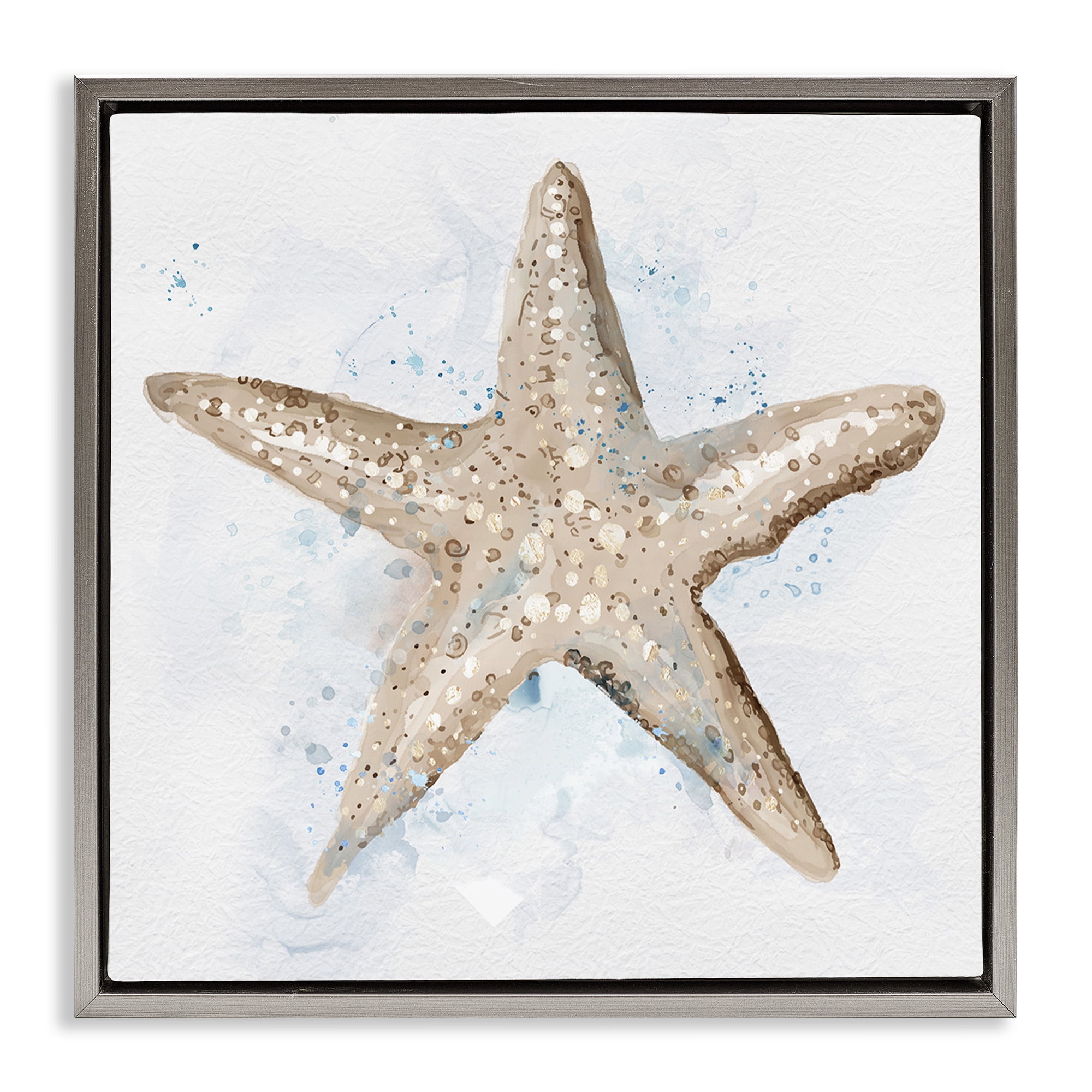 Stupell Industries Bubbly Beige Starfish Animals & Insects Painting Gray Floater Framed Canvas Art Print Wall Art, 25 x 25