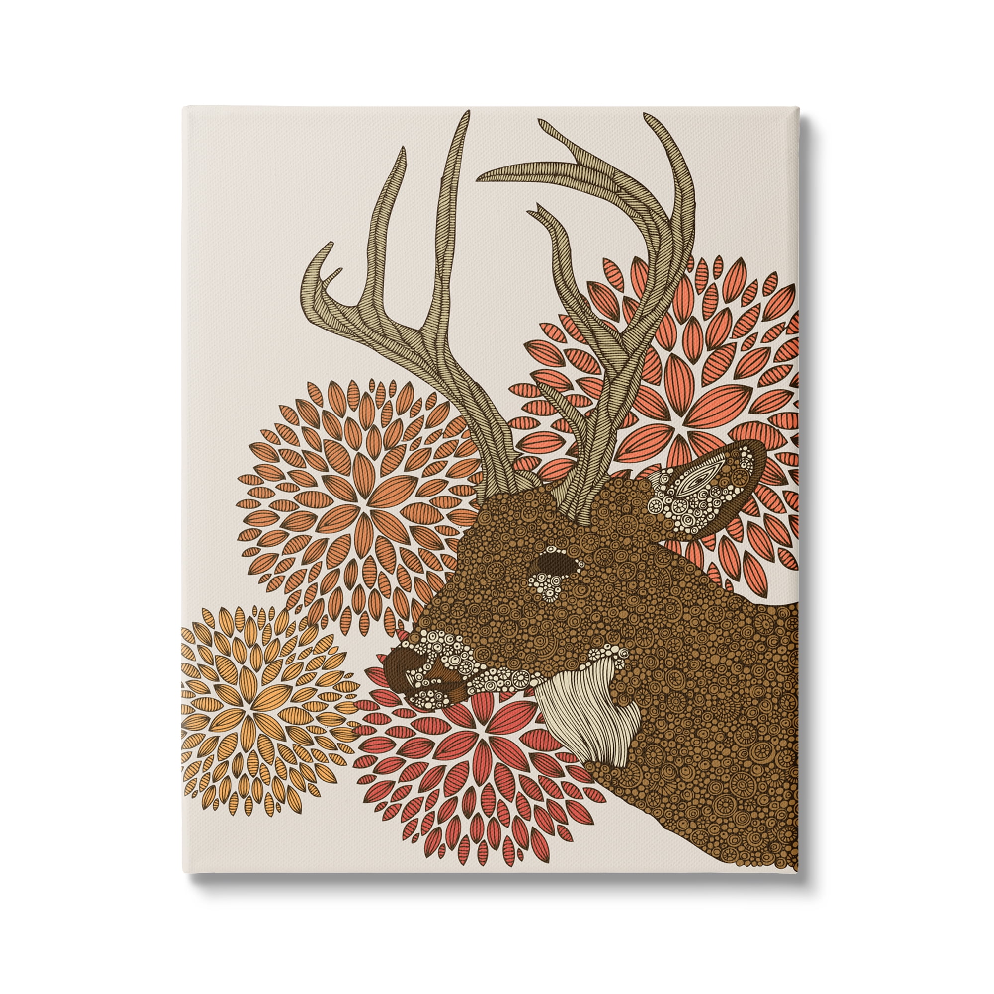 16'' x 20'' Brown and Beige Abstract Deer Canvas Art