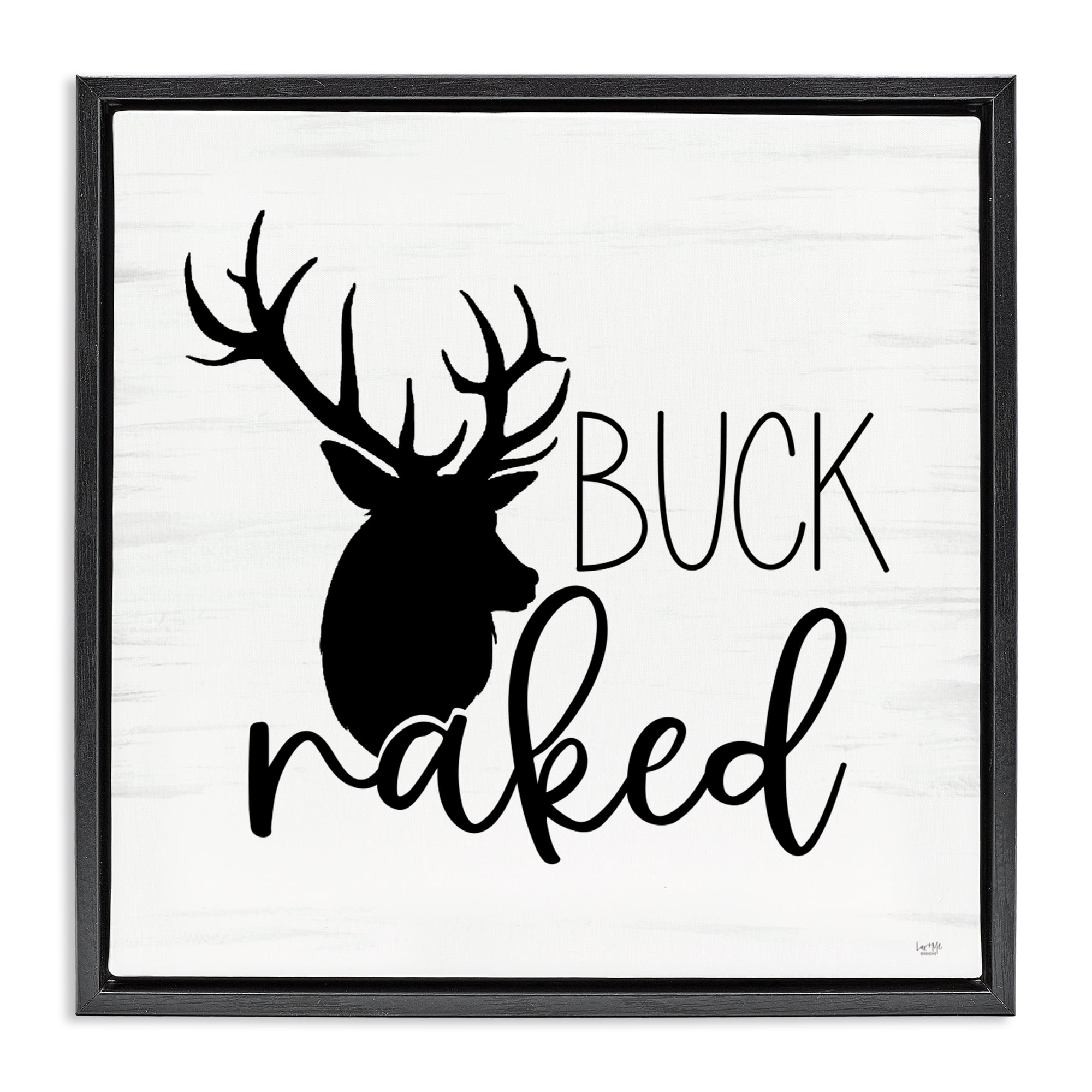 Stupell Industries Buck Naked Silhouette Black Framed Floater Canvas Wall Art, design by Lux + Me Designs