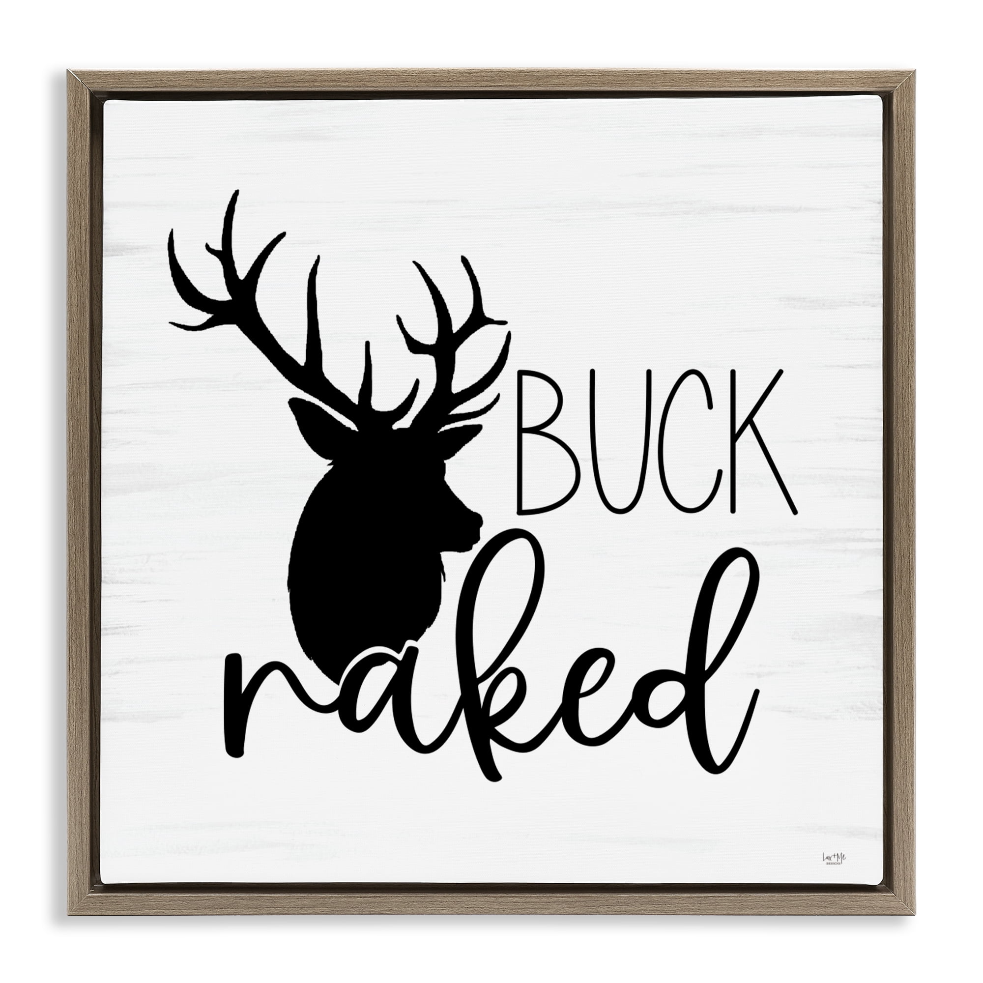 Stupell Industries Buck Naked Silhouette Brown Framed Floater Canvas Wall Art, design by Lux + Me Designs