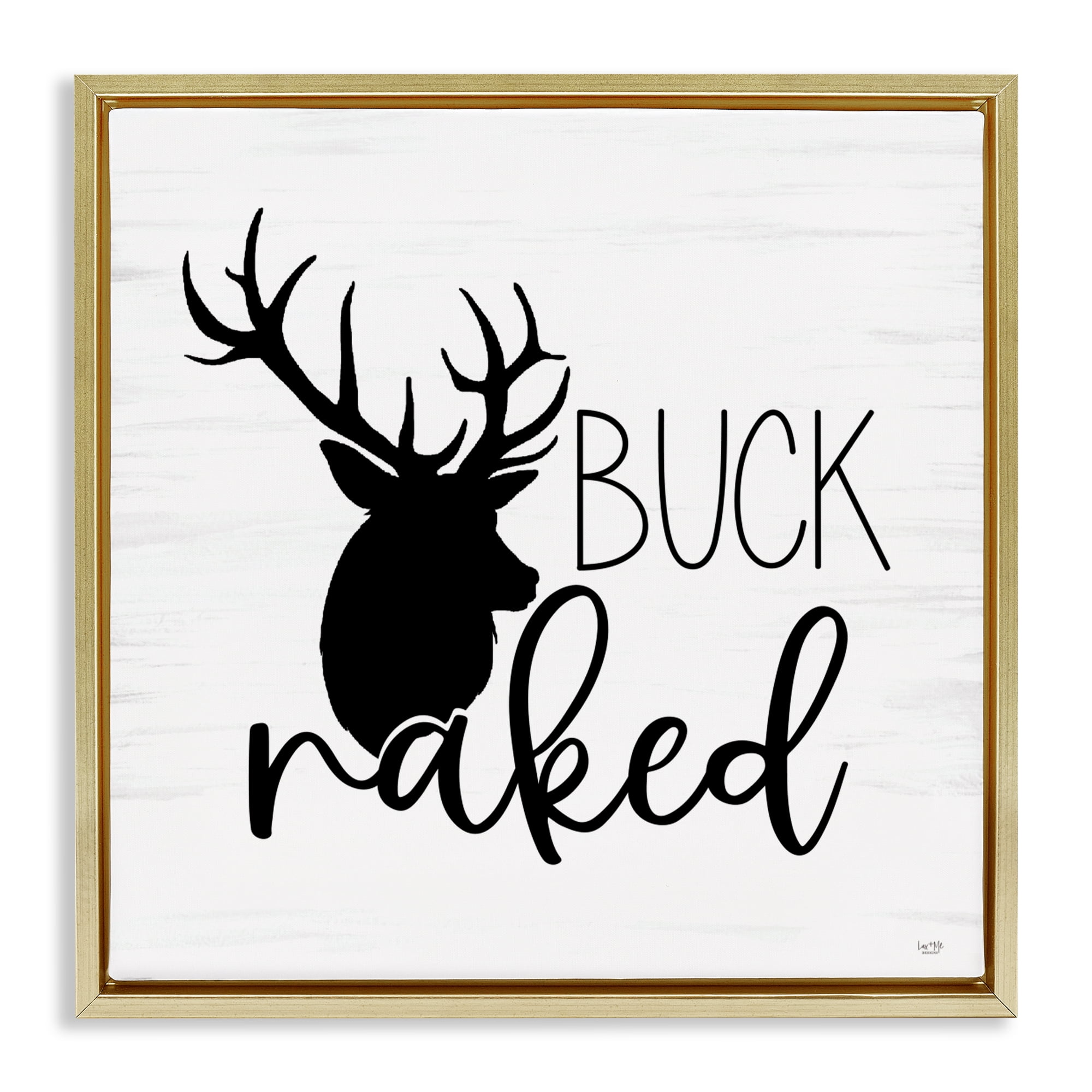 Stupell Industries Buck Naked Silhouette Gold Framed Floater Canvas Wall Art, design by Lux + Me Designs