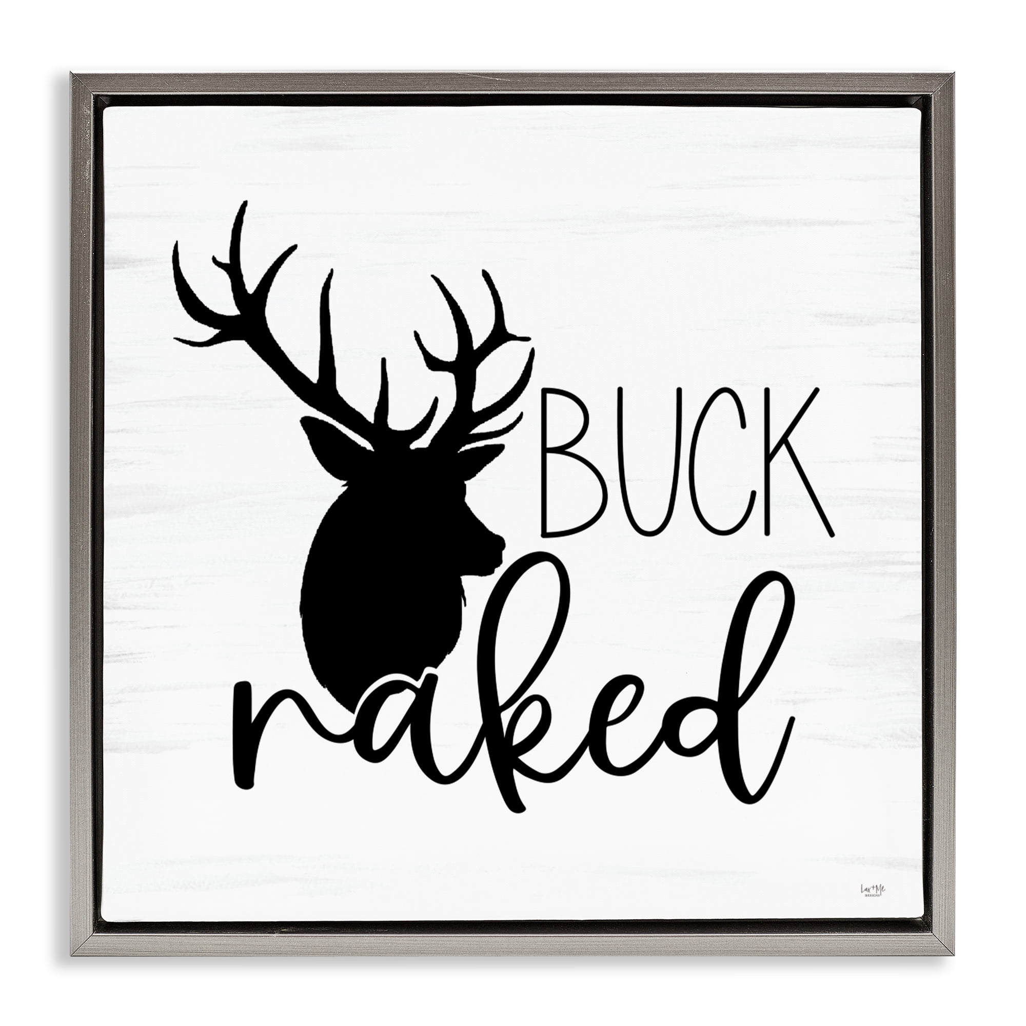 Stupell Industries Buck Naked Silhouette Gray Framed Floater Canvas Wall Art, design by Lux + Me Designs