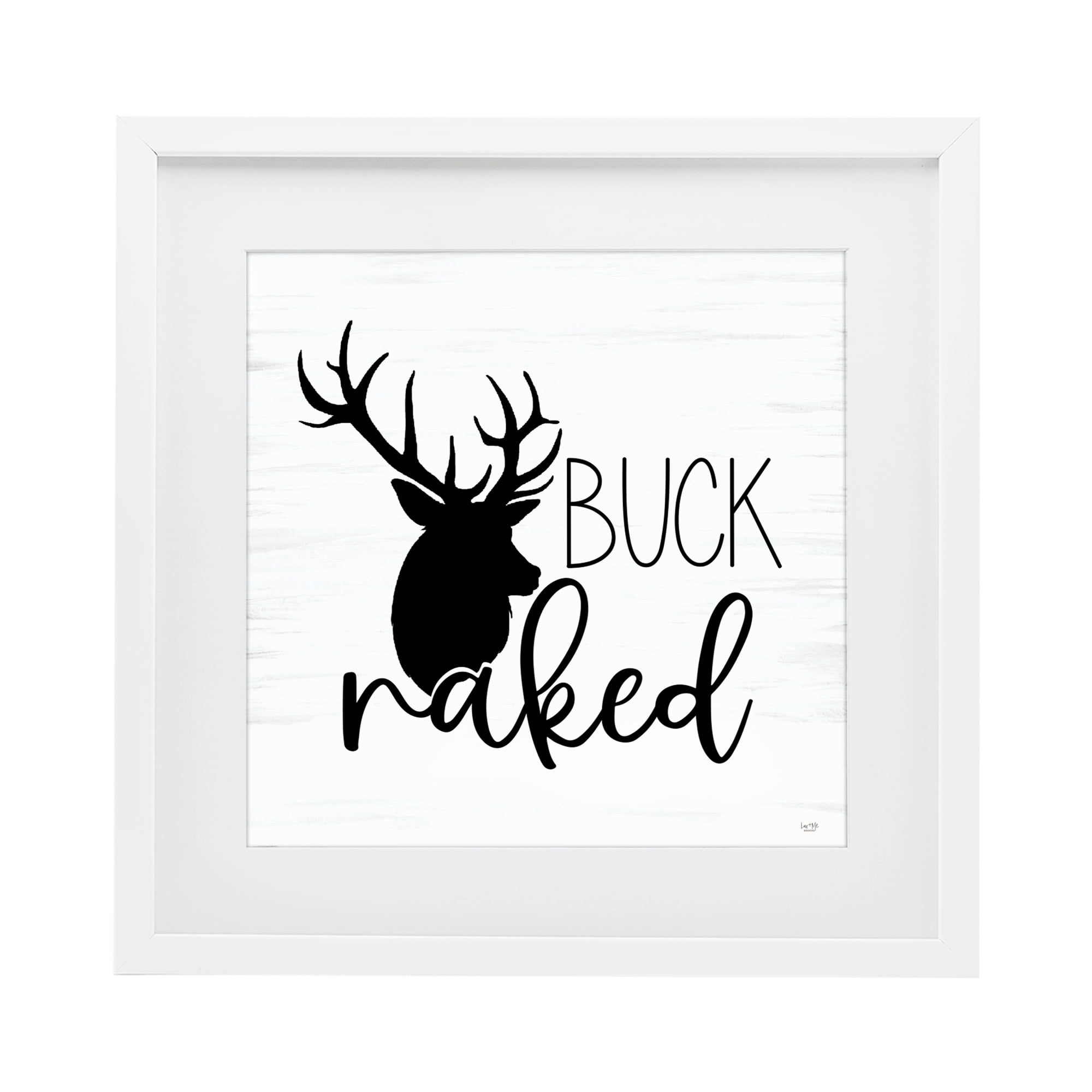Stupell Industries Buck Naked Silhouette White Framed Print Under Glass, design by Lux + Me Designs