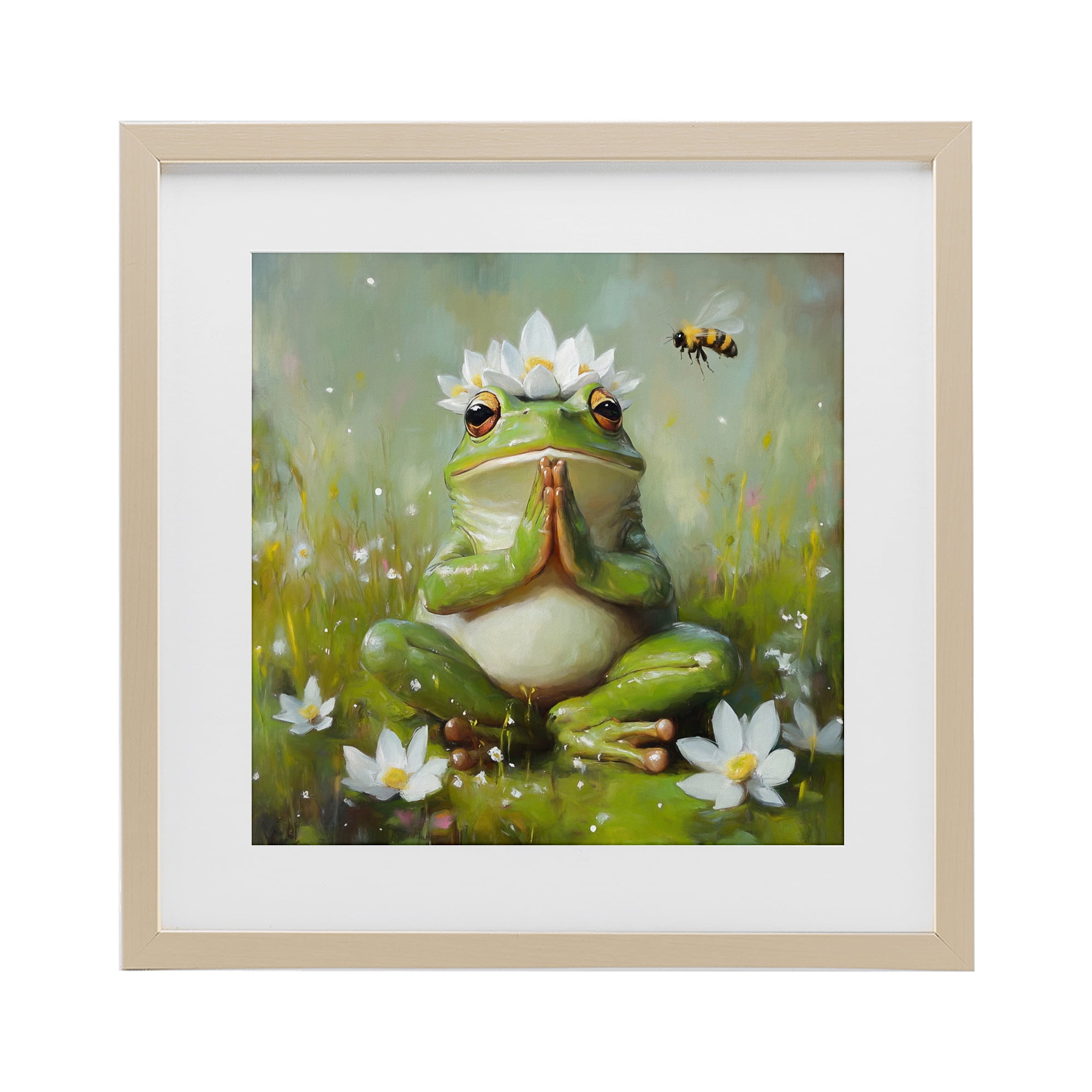 Stupell Industries Buddha Bullfrog Meditation Birch Framed Print Under Glass, design by Tina LeCour