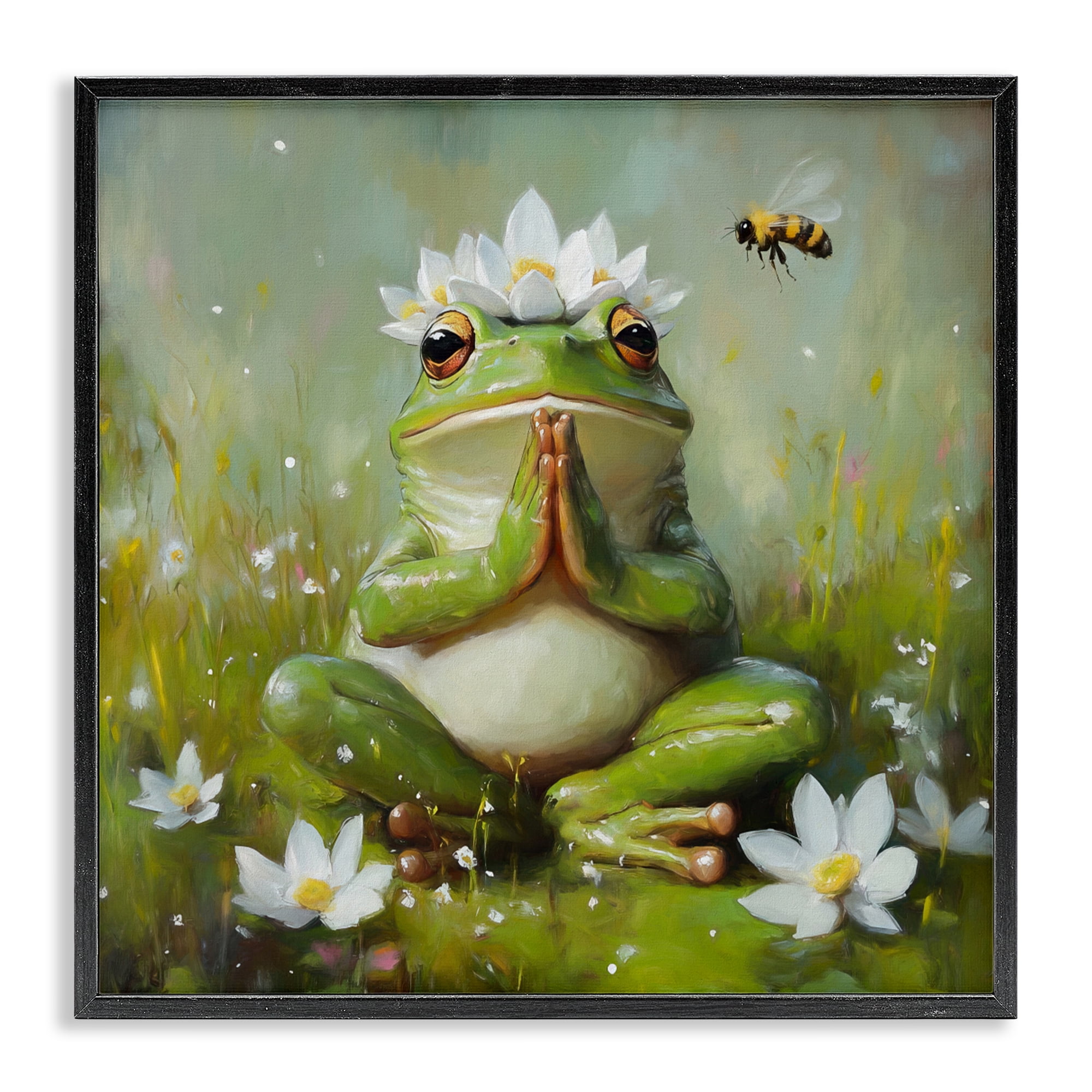 Stupell Industries Buddha Bullfrog Meditation Black Framed Giclee Art, design by Tina LeCour