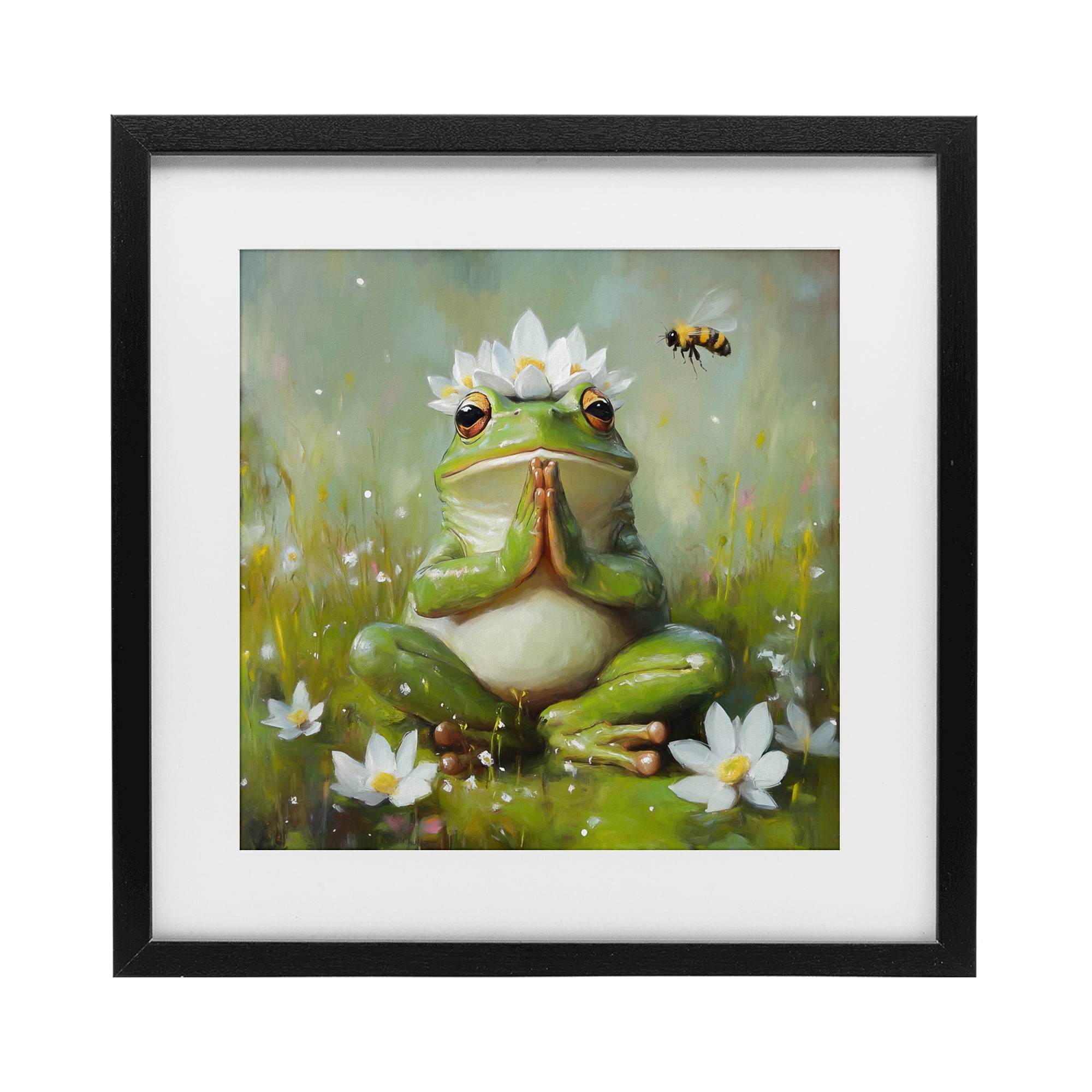 Stupell Industries Buddha Bullfrog Meditation Black Framed Print Under Glass, design by Tina LeCour
