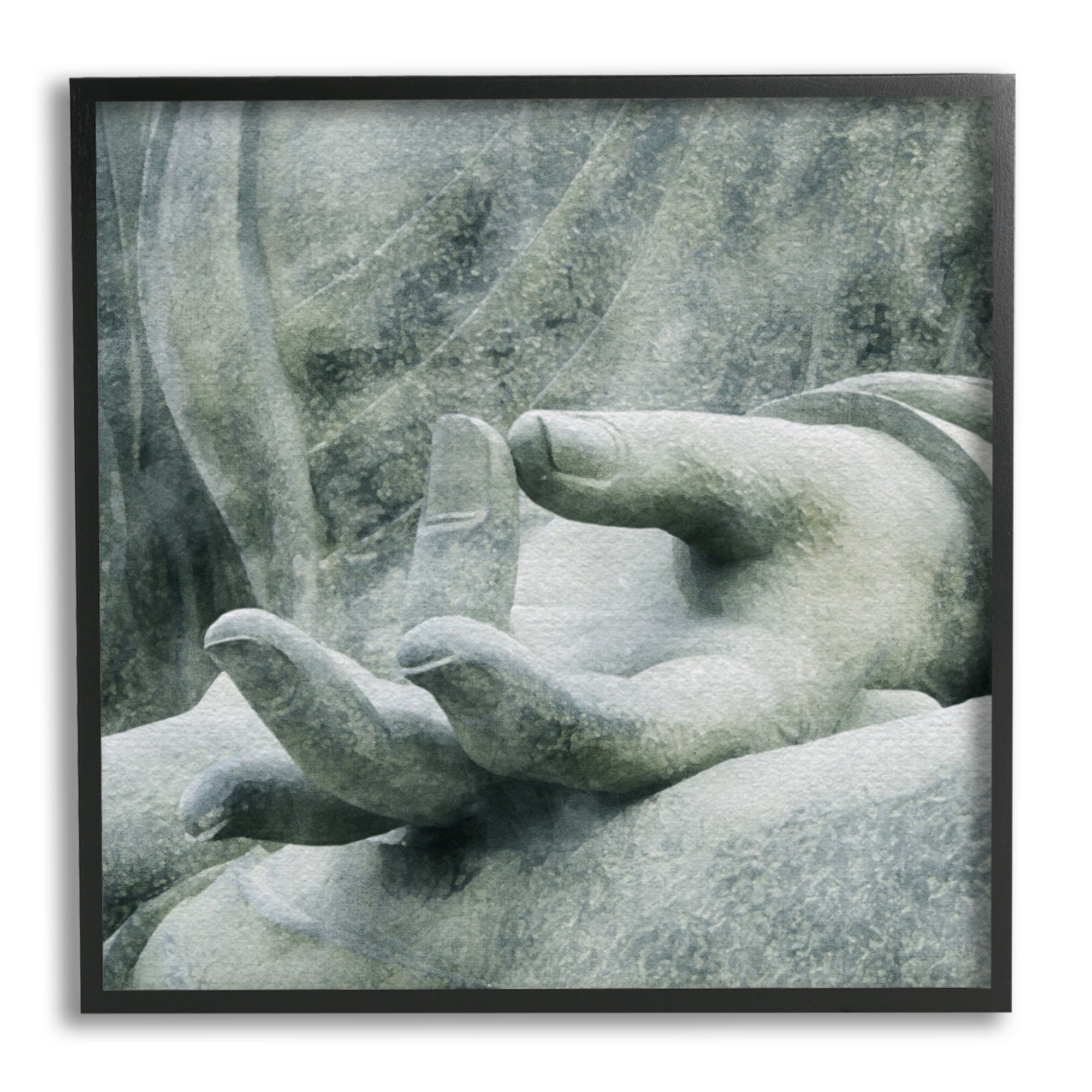 Stupell Industries Buddha Meditation Hands Figurative Photography Black Framed Art Print Wall Art, 17 x 17