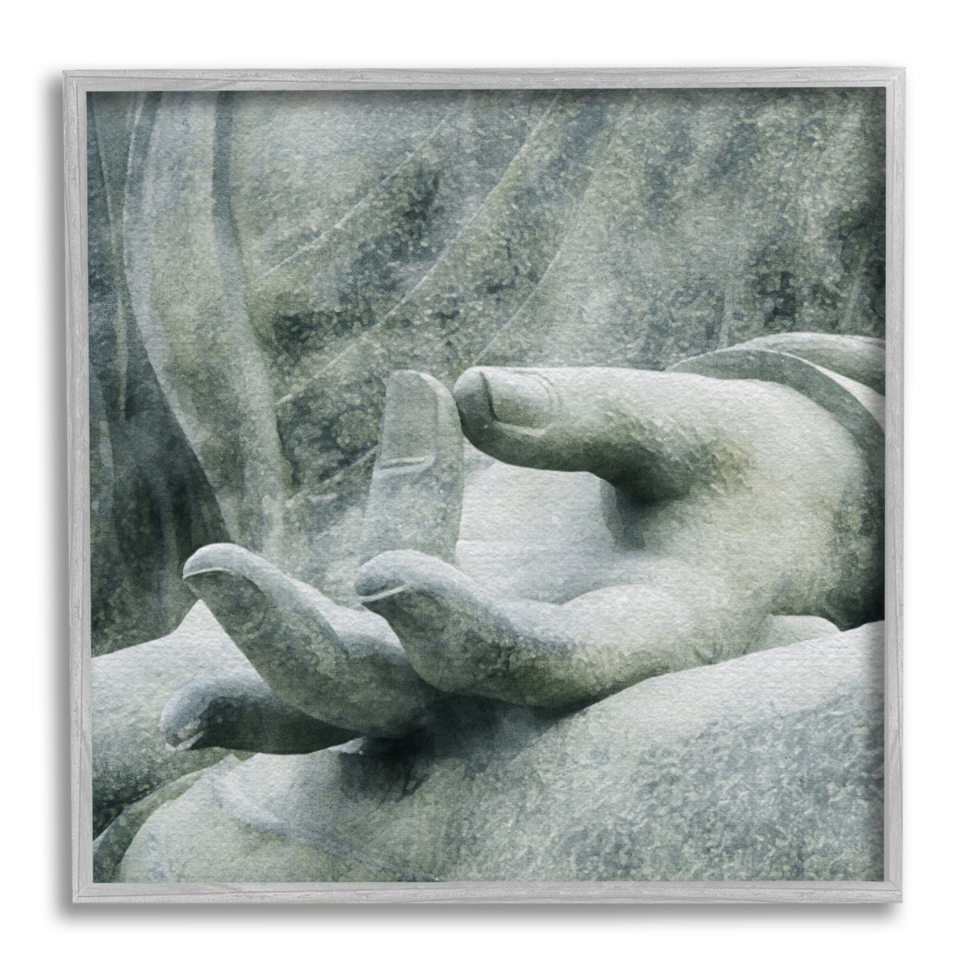 Stupell Industries Buddha Meditation Hands Figurative Photography Gray Framed Art Print Wall Art, 17 x 17