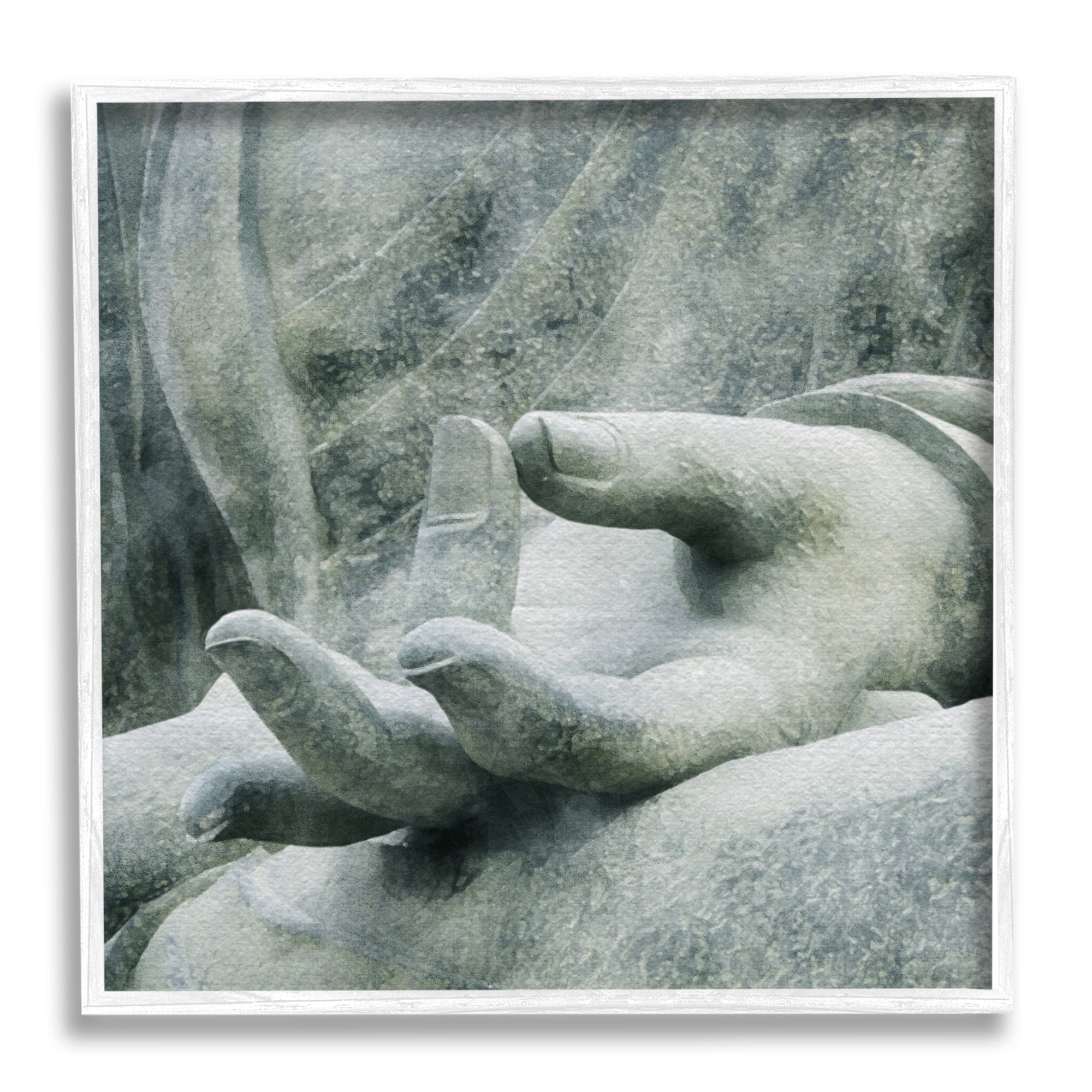 Stupell Industries Buddha Meditation Hands Figurative Photography White Framed Art Print Wall Art, 24 x 24