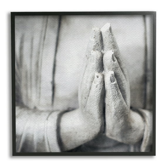 Stupell Industries Buddha Prayer Hands Figurative Photography Black Framed Art Print Wall Art, 17 x 17