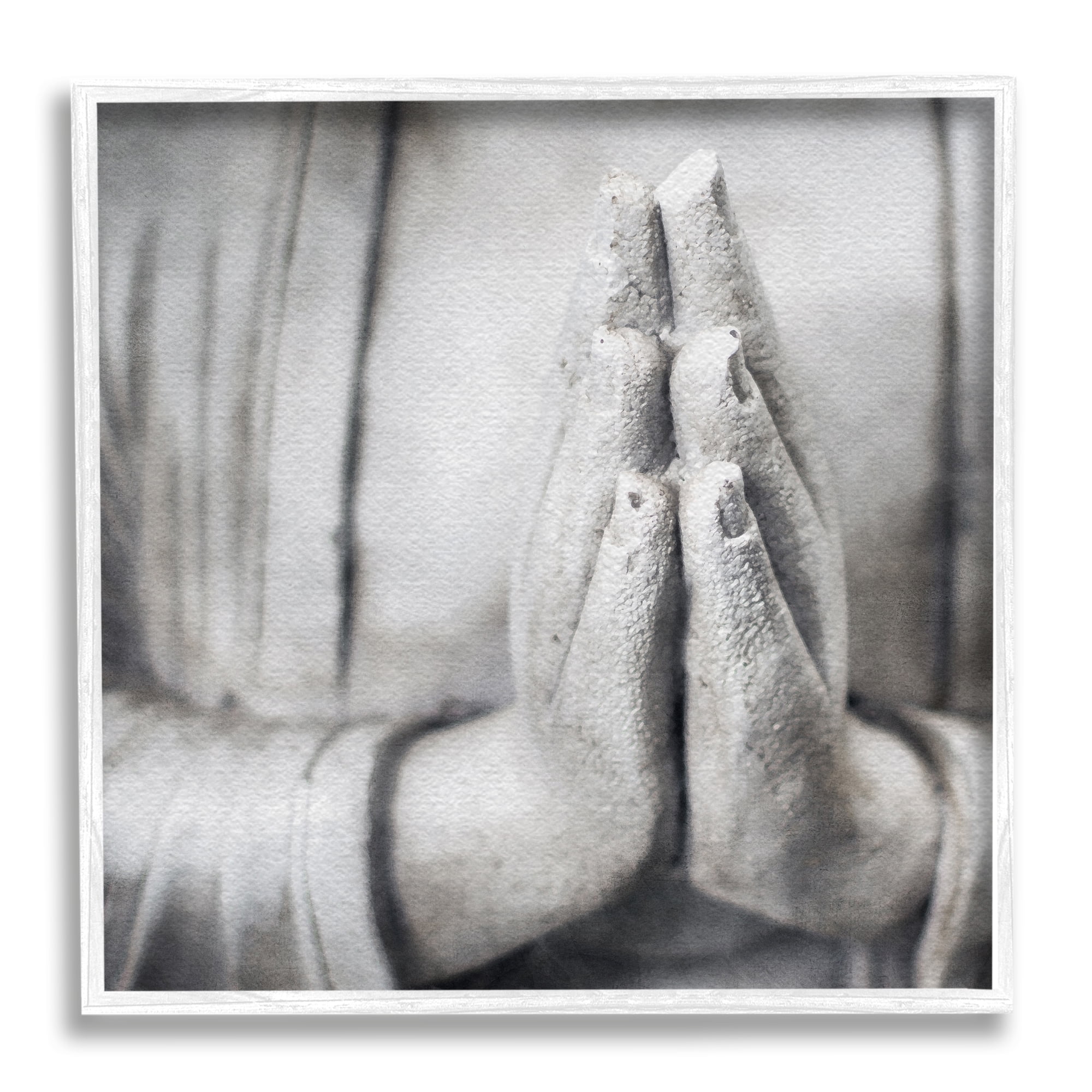 Stupell Industries Buddha Prayer Hands Figurative Photography White Framed Art Print Wall Art, 12 x 12