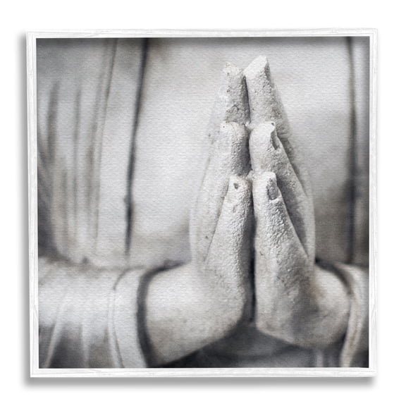 Stupell Industries Buddha Prayer Hands Figurative Photography White Framed Art Print Wall Art, 24 x 24