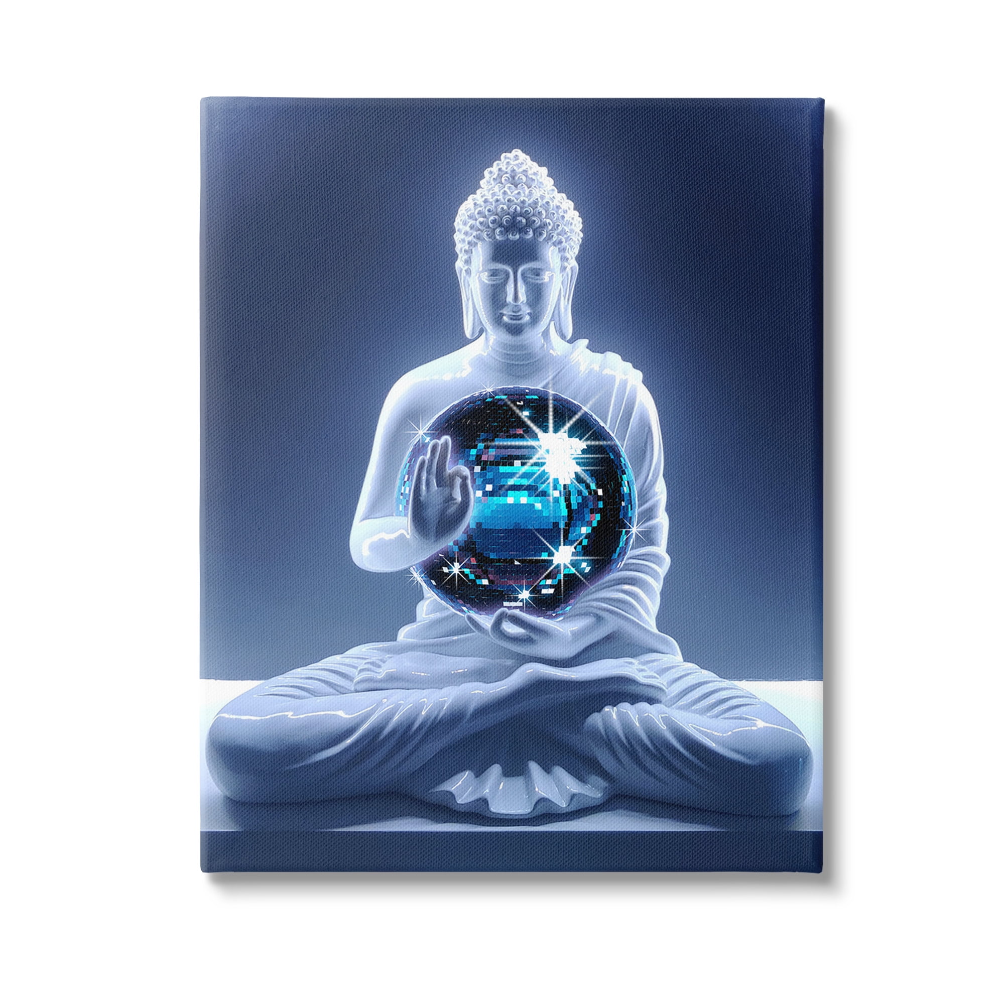 Stupell Industries Buddha with Disco Ball Novelty Painting Gallery Wrapped Canvas Art Print Wall Art, 16 x 20