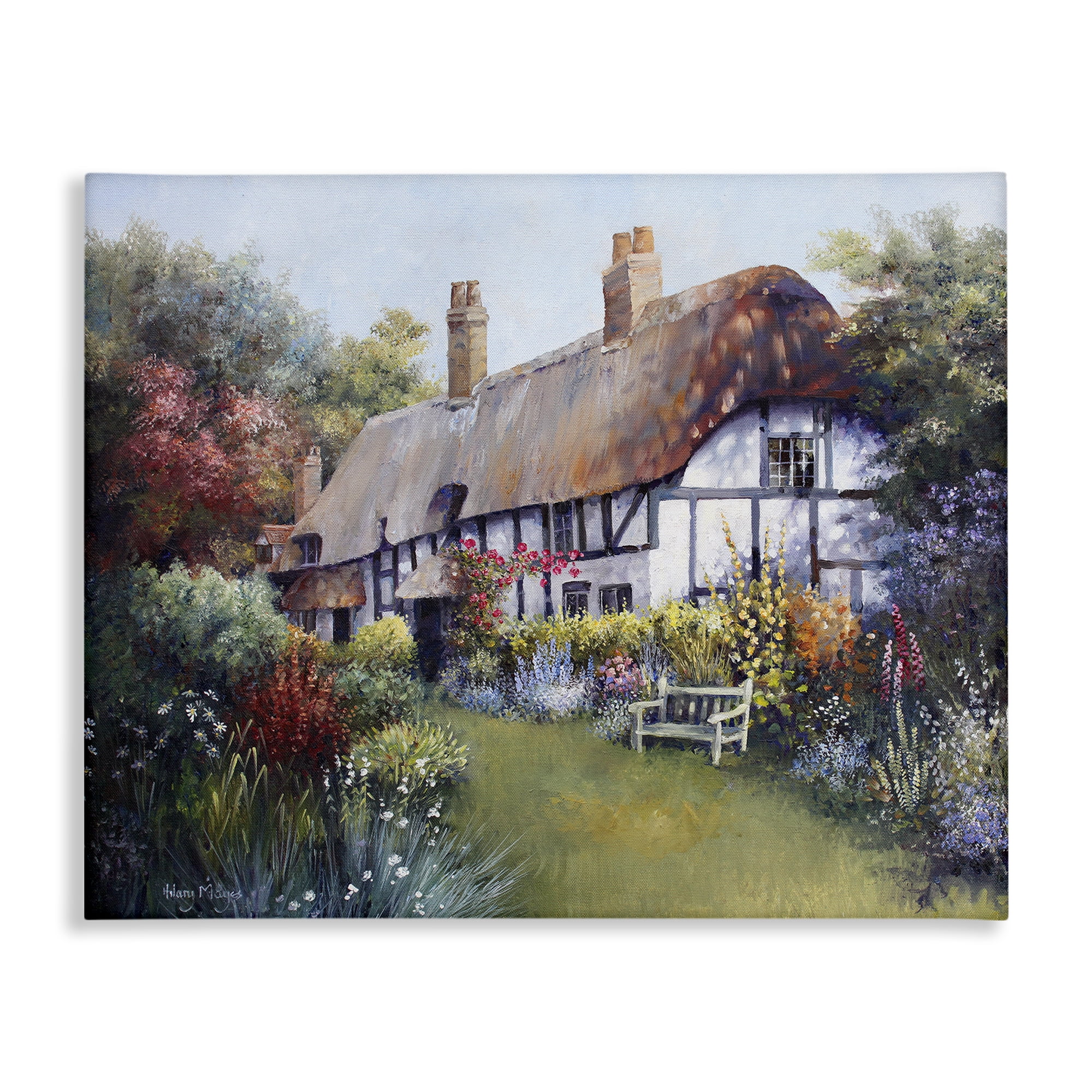 Stupell Industries Budding Cottage Garden Buildings & Architecture Painting Wrapped Canvas Art Print Wall Art, 20 x 16
