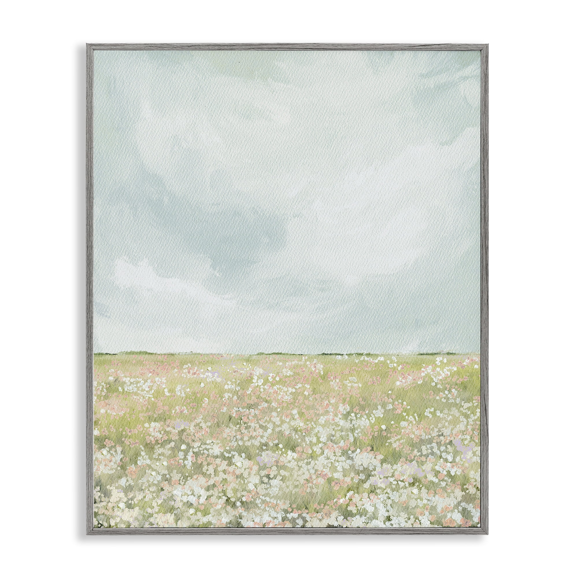 Stupell Industries Budding Field In Spring Gray Framed Giclee Art, design by Leah Straatsma