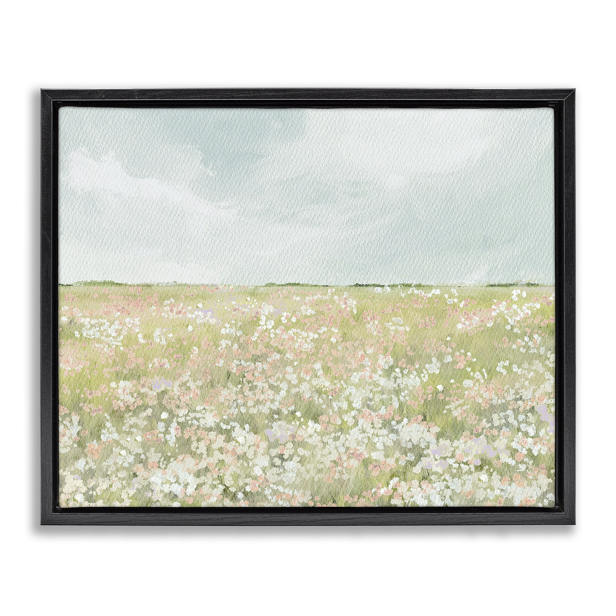 Stupell Industries Budding Field Scenery Black Framed Floater Canvas Wall Art, design by Leah Straatsma