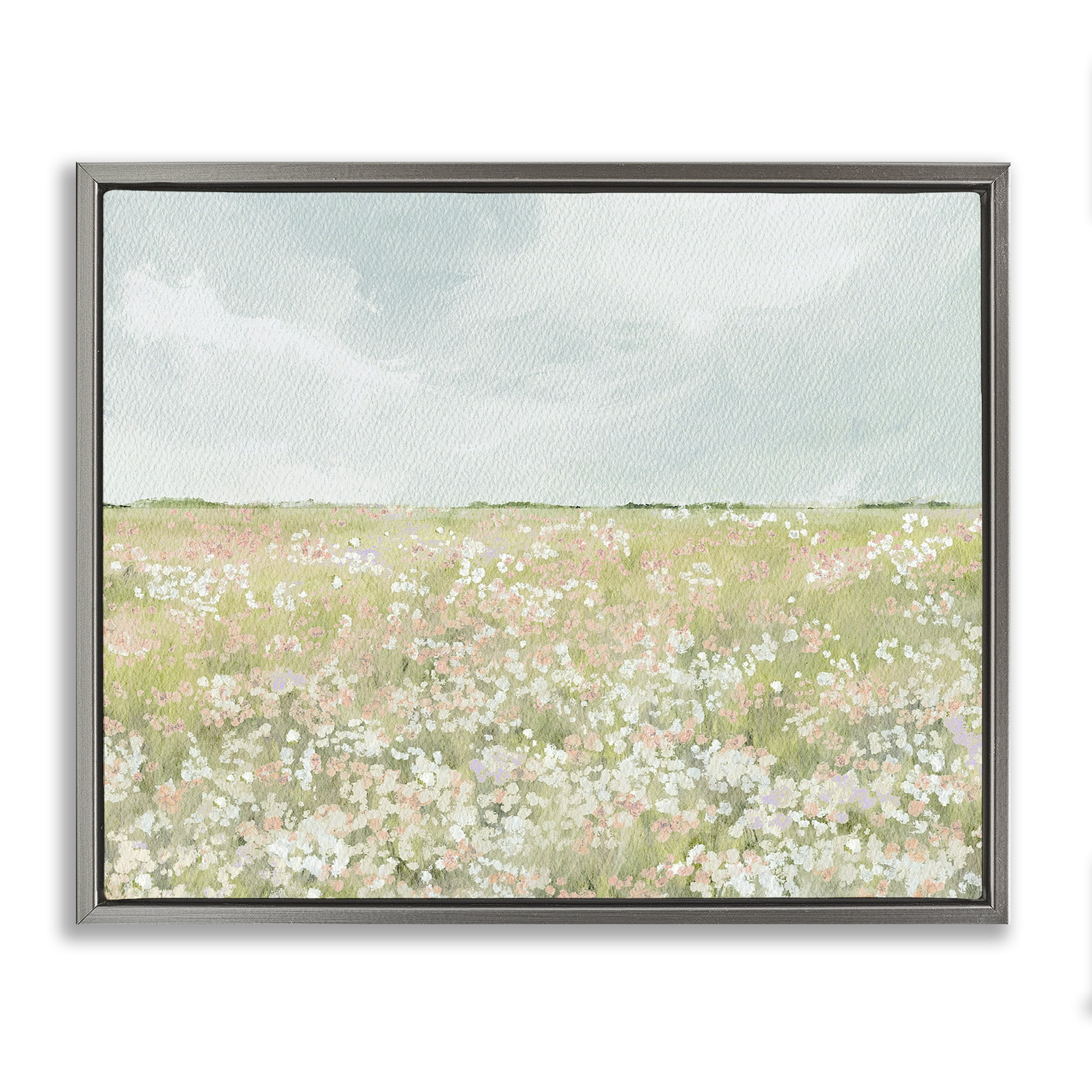 Stupell Industries Budding Field Scenery Gray Framed Floater Canvas Wall Art, design by Leah Straatsma