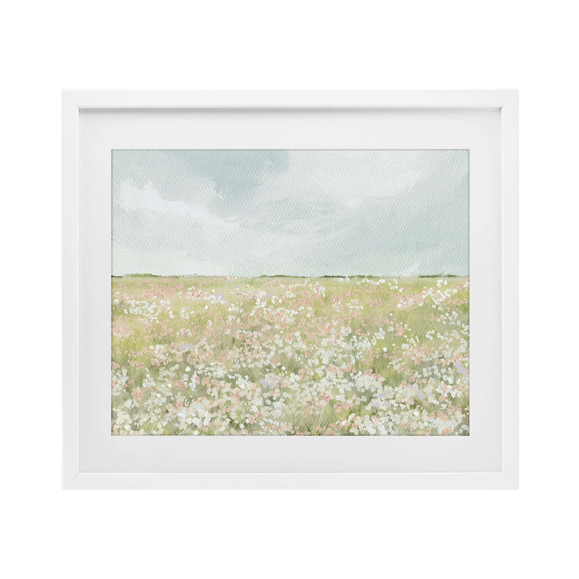 Stupell Industries Budding Field Scenery White Framed Print Under Glass, design by Leah Straatsma