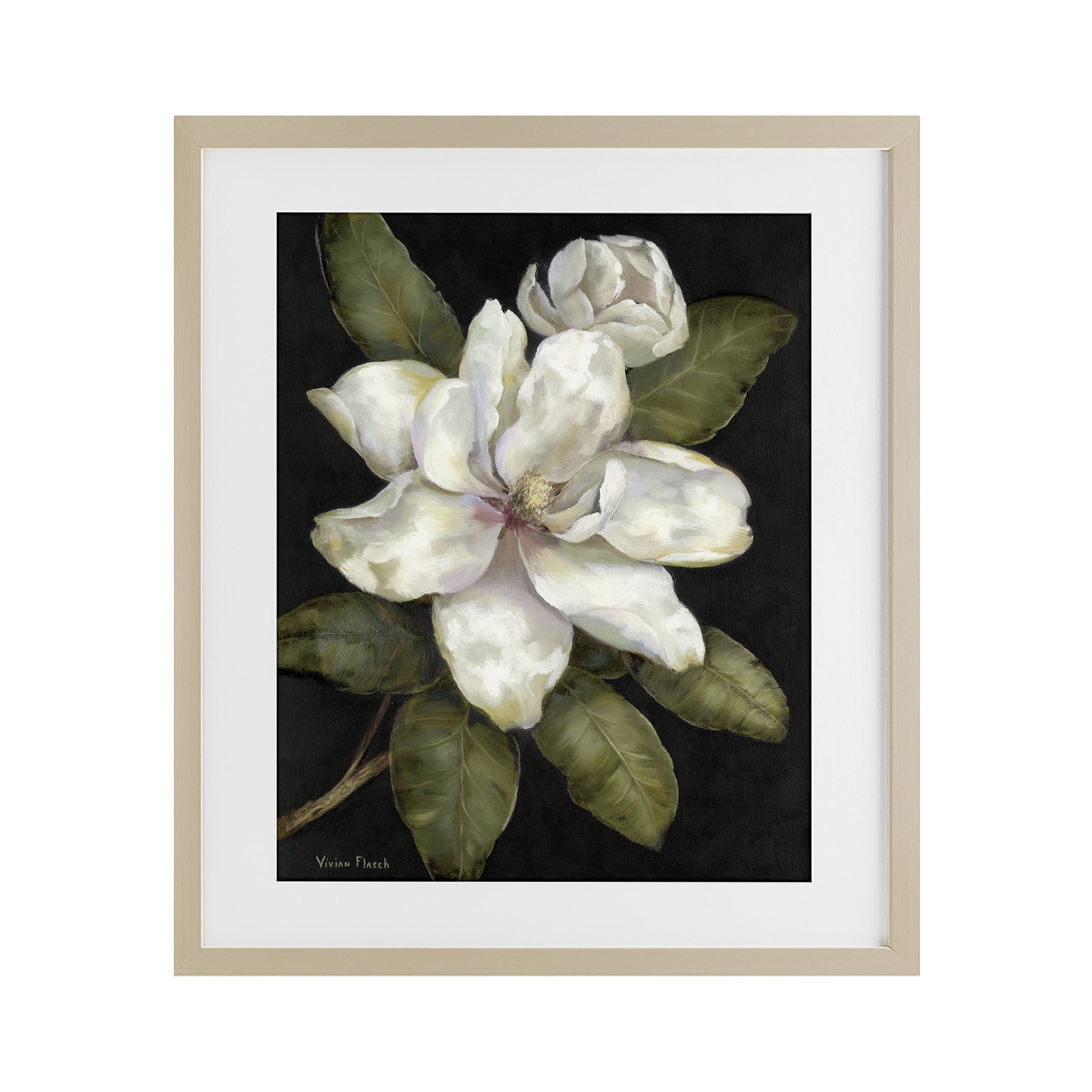 Stupell Industries Budding Magnolia Blooms Birch Framed Print Under Glass, design by Nan