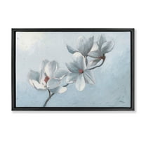 Stupell Industries Budding Magnolia Blooms Botanical & Floral Painting Black Floater Framed Art Print Wall Art, 25 x 17