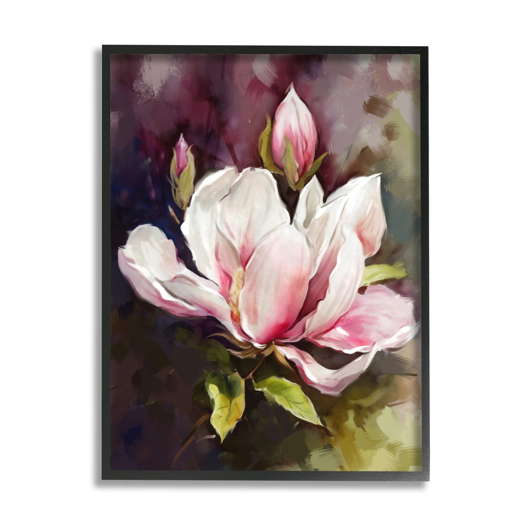 Stupell Industries Budding Pink Lilies Botanical & Floral Painting Black Framed Art Print Wall Art, 11 x 14