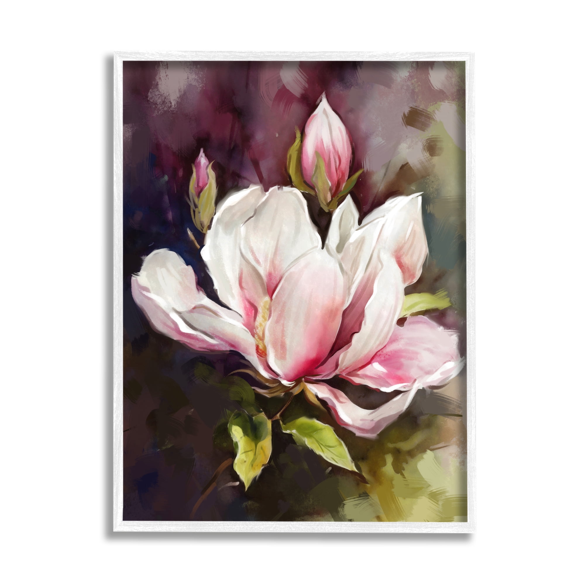 Stupell Industries Budding Pink Lilies Botanical & Floral Painting White Framed Art Print Wall Art, 24 x 30