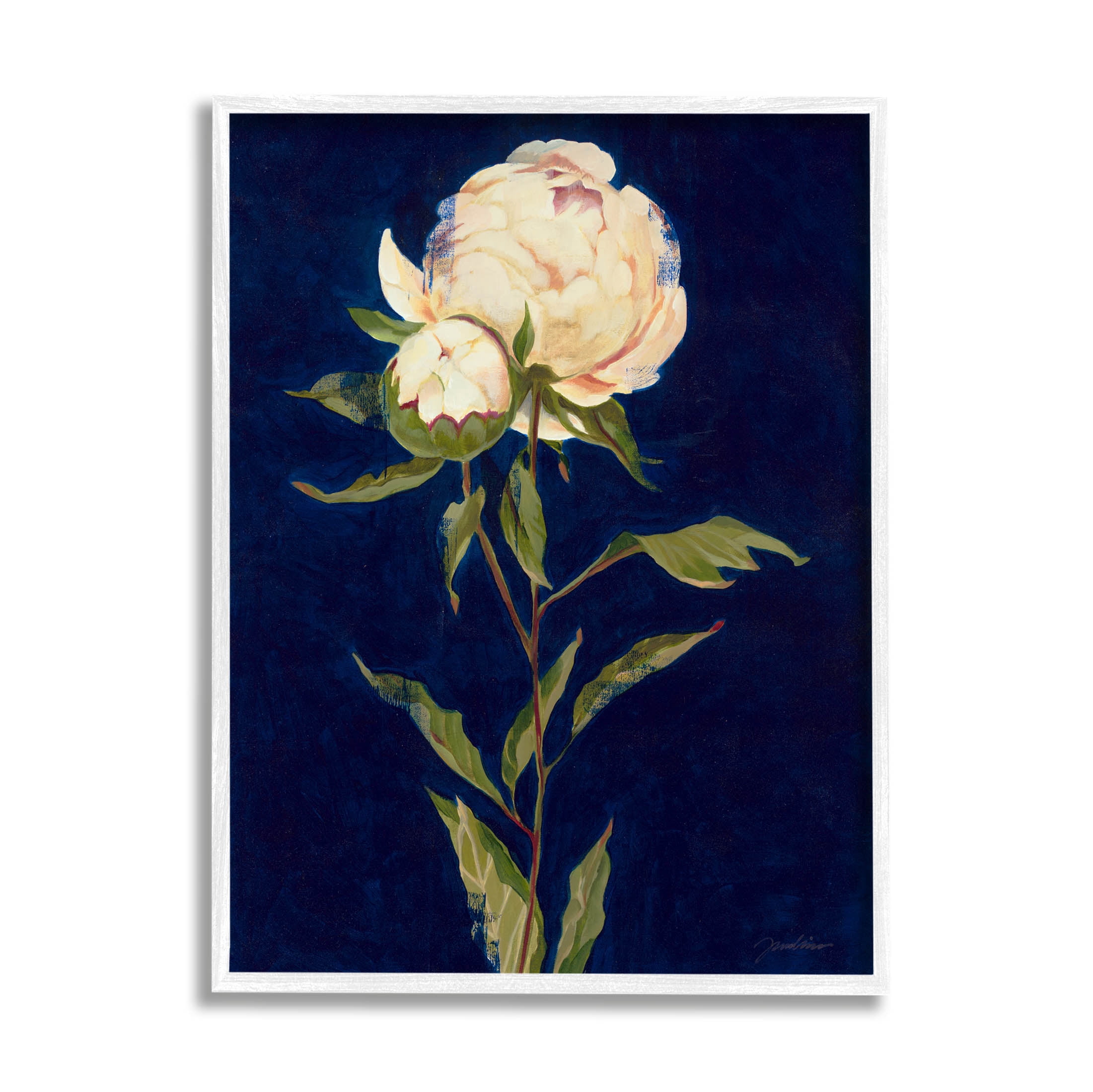Stupell Industries Budding Rose Blossoms Painting White Framed Art Print Wall Art, Design by Liz Jardine