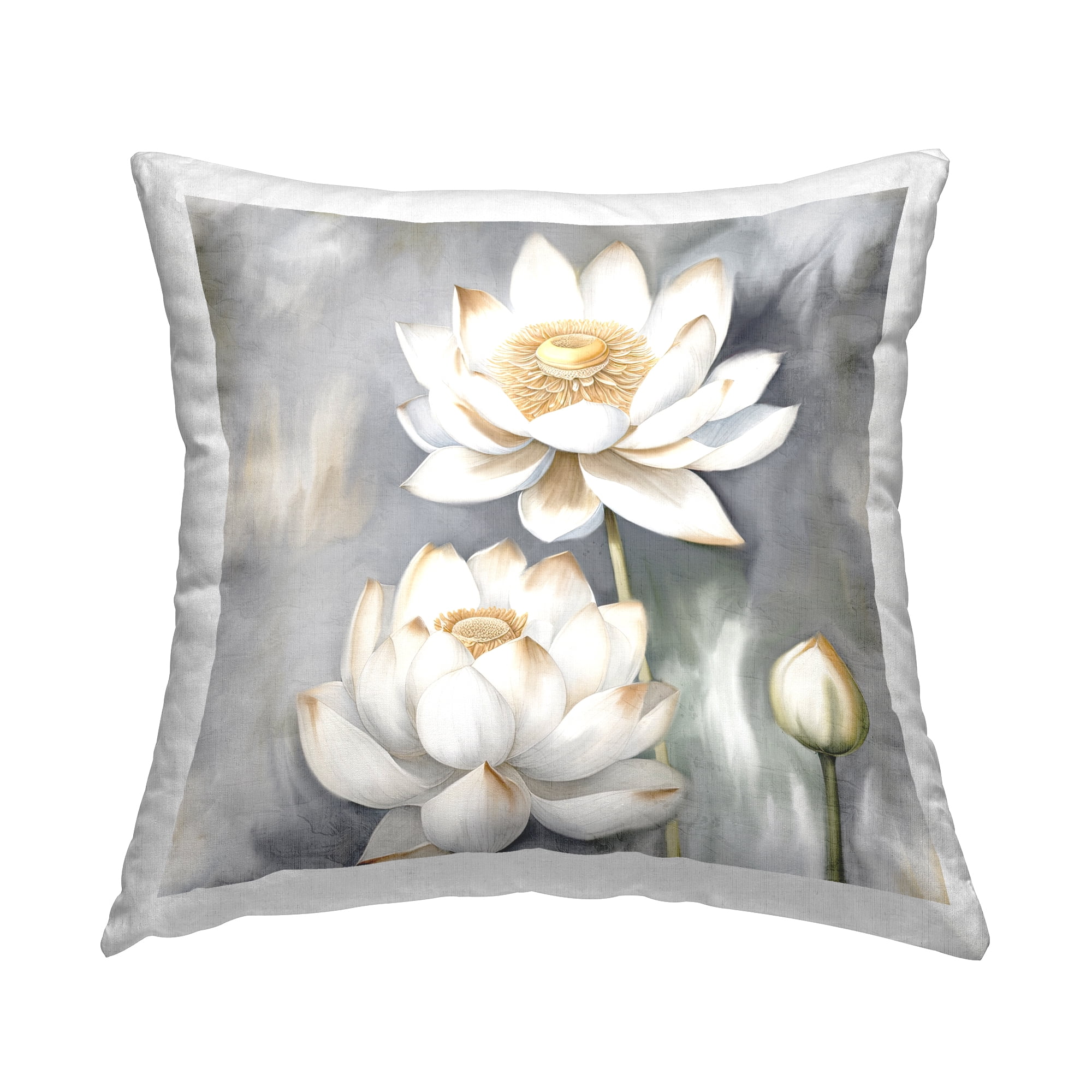 Stupell Industries Budding White Lotus Decorative Printed Throw Pillow Design by Kim Allen.
