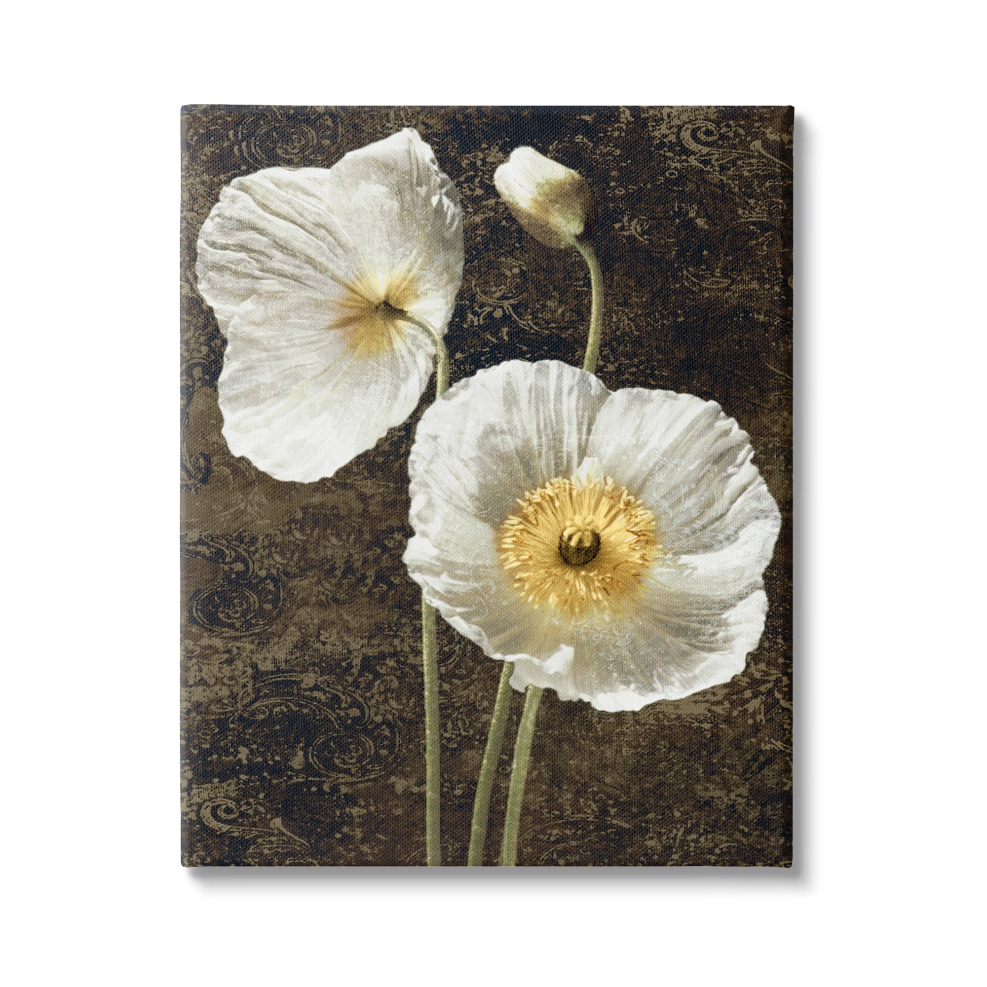 Stupell Industries Budding White Poppies Botanical & Floral Painting Gallery Wrapped Canvas Art Print Wall Art, 24 x 30