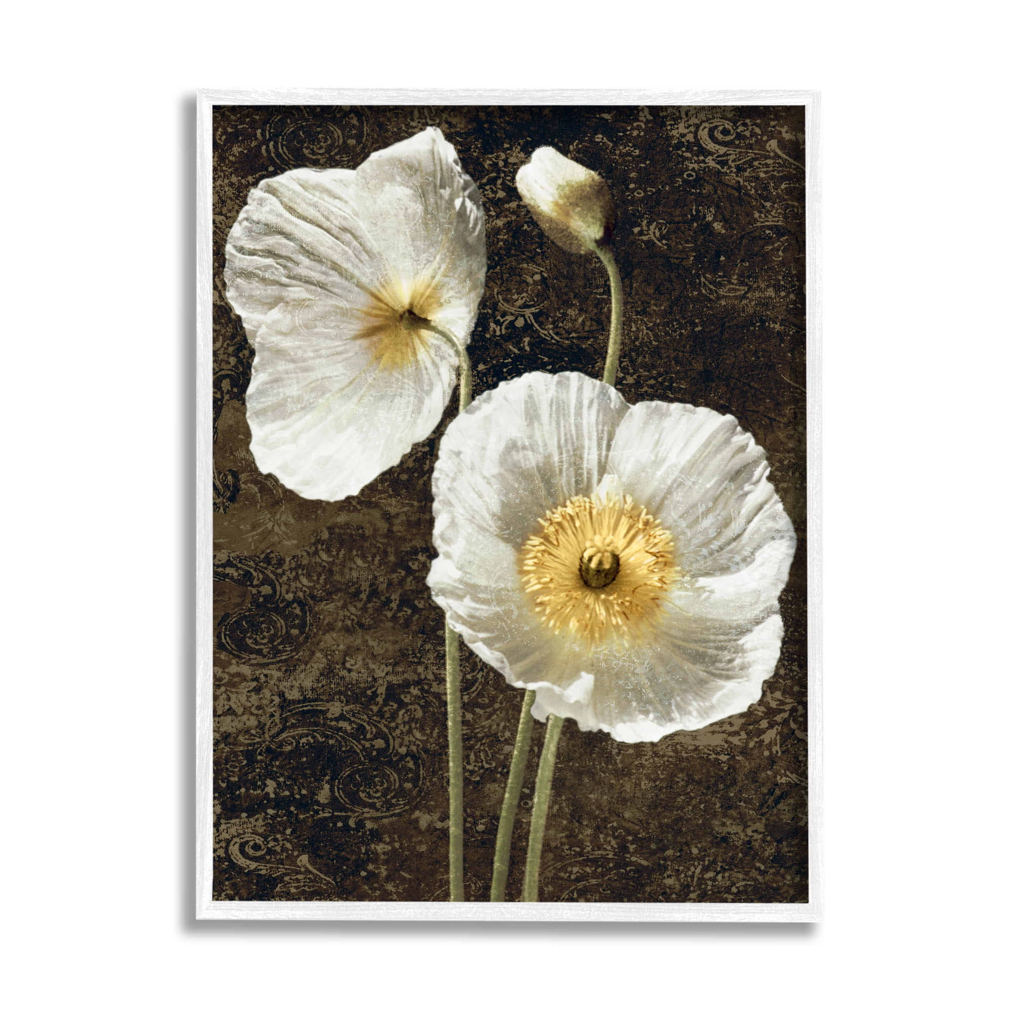 Stupell Industries Budding White Poppies Botanical & Floral Painting White Framed Art Print Wall Art, 11 x 14