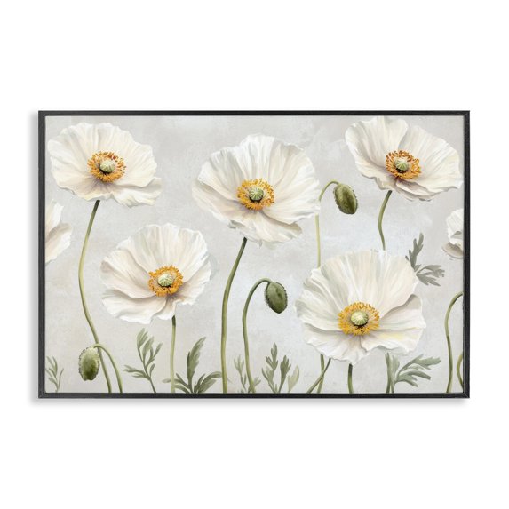 Stupell Industries Traditional Buds And Daisies Floral Black Framed Giclee Art, 24 x 16, by Petals Prints Design